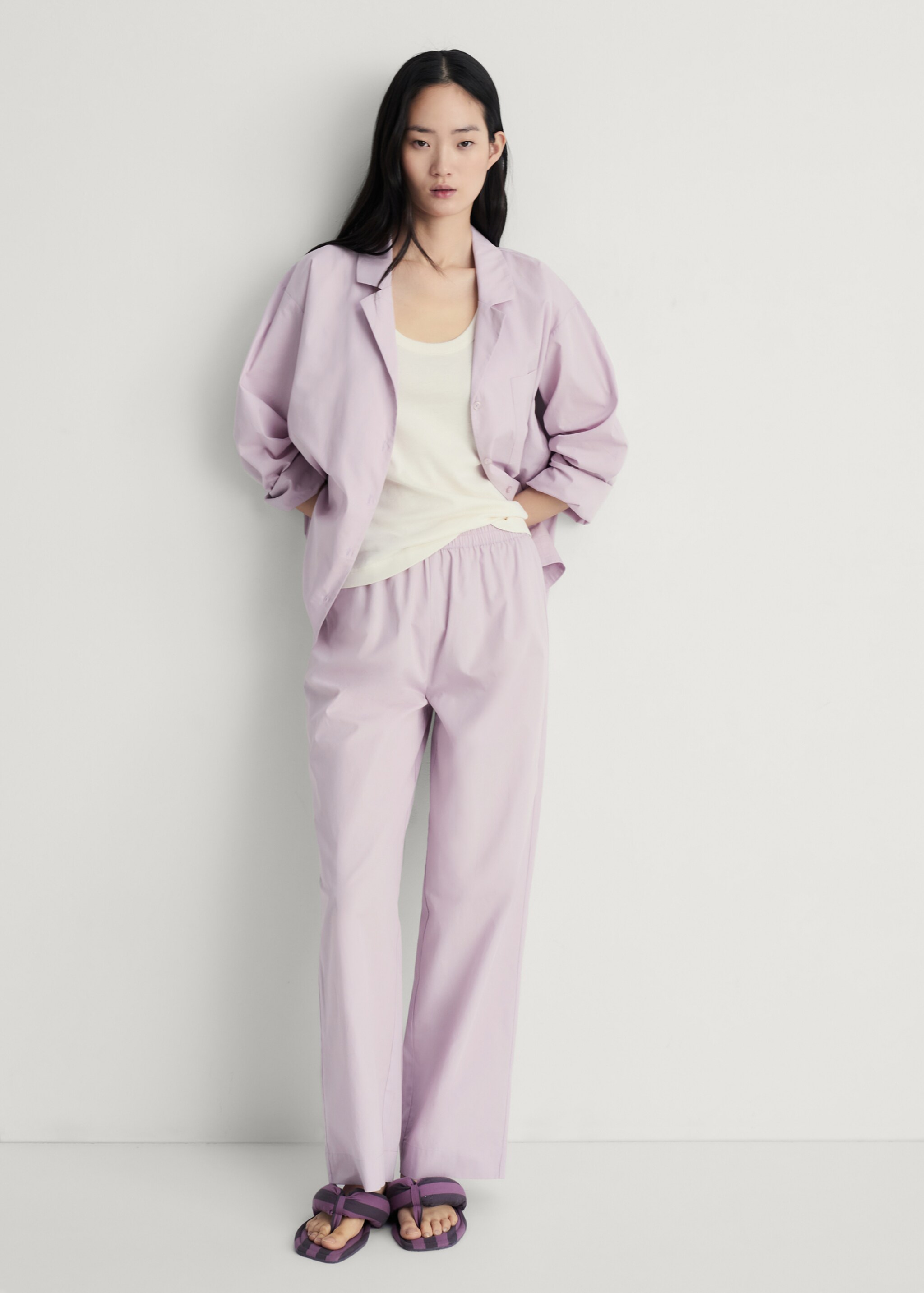 Garment-washed cotton trousers - General plane