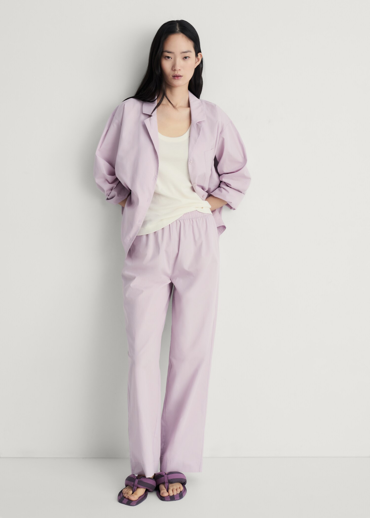 Garment-washed cotton trousers - General plane