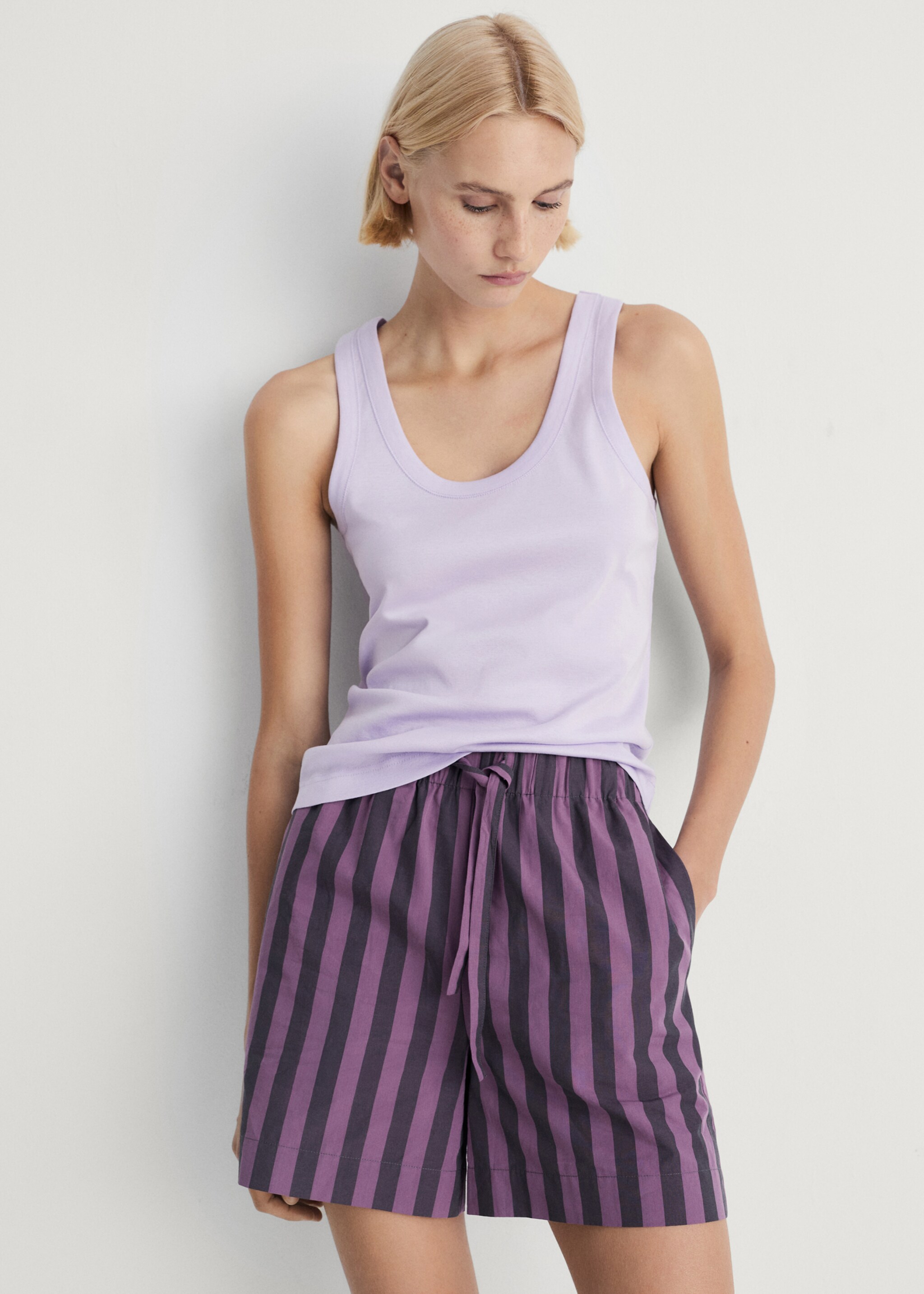 Top pyjamas cotton suspenders - Medium plane