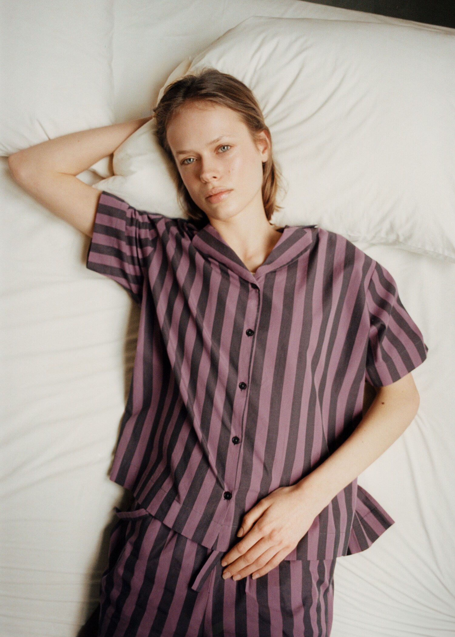 Chemise courte rayures tissu bicolore - Détail de l'article 7