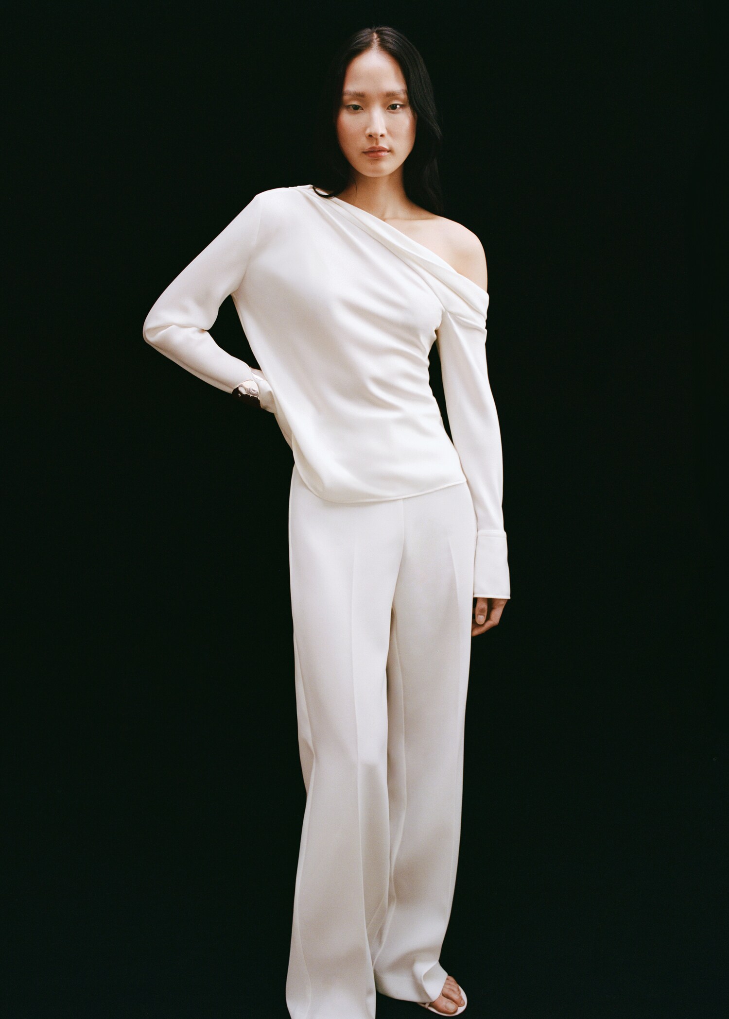 Satin blouse with draped neck - Details of the article 7