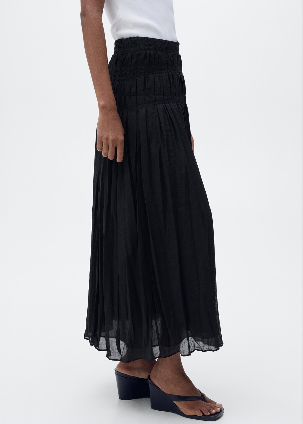 Gathered midi-skirt