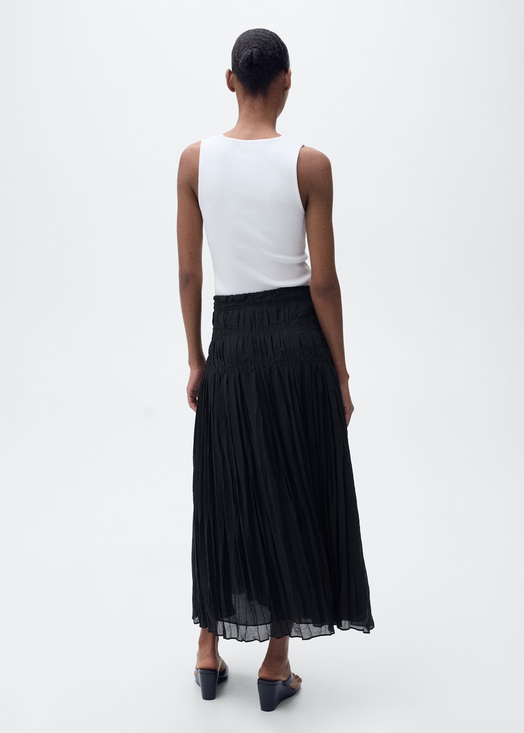 Gathered midi-skirt