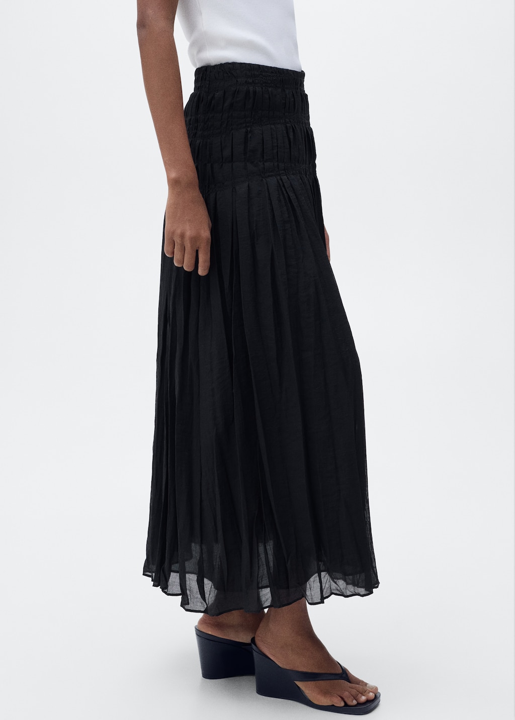 Gathered midi-skirt