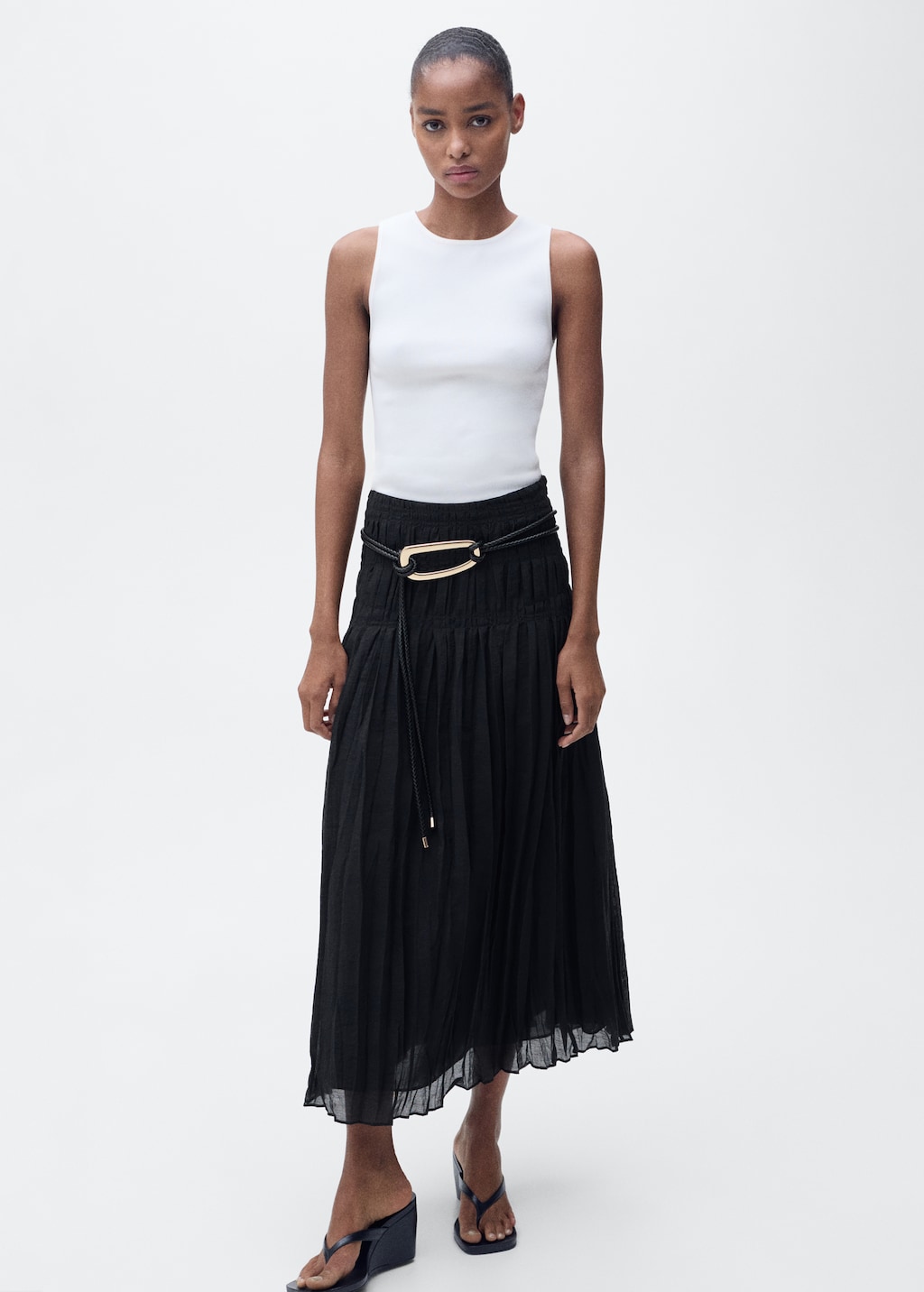 Gathered midi-skirt
