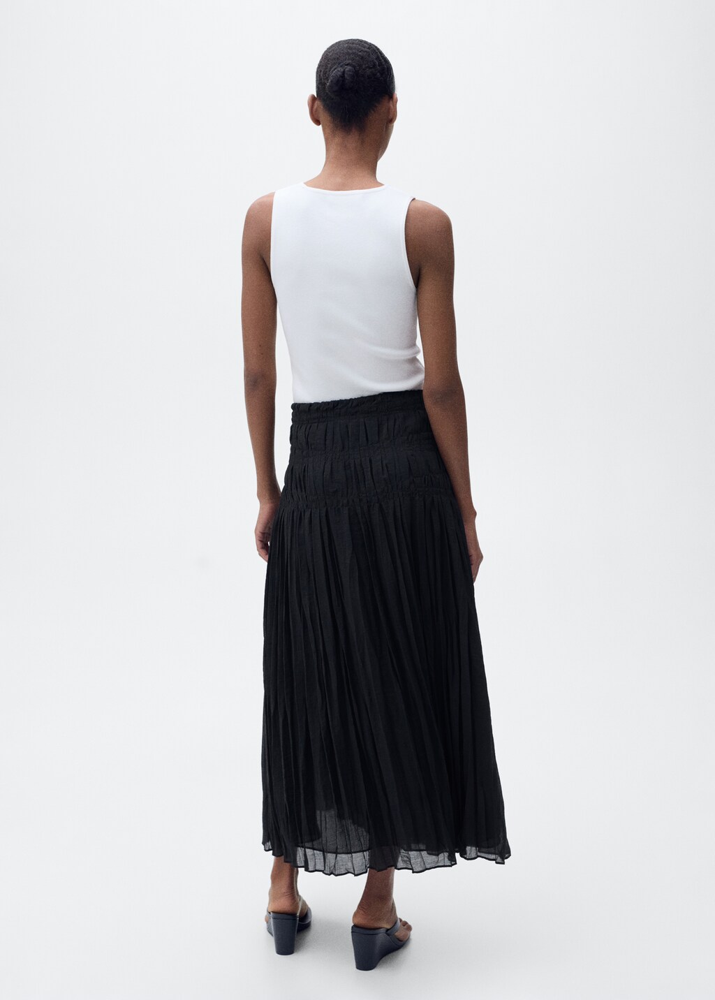 Gathered midi-skirt