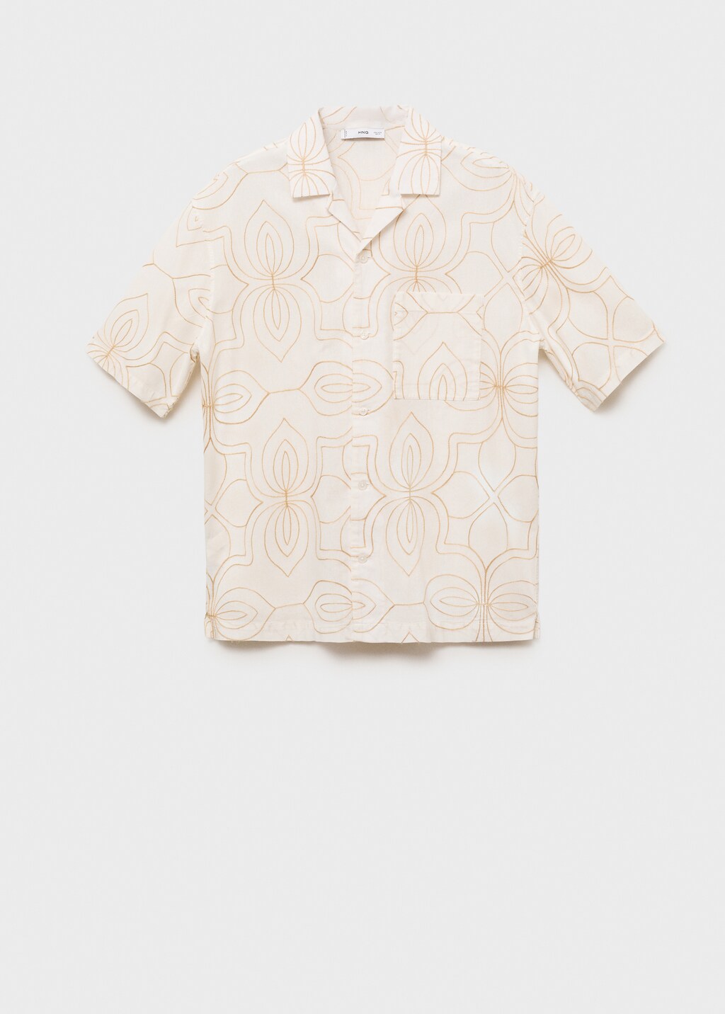 Shirt with embroidered bowling collar