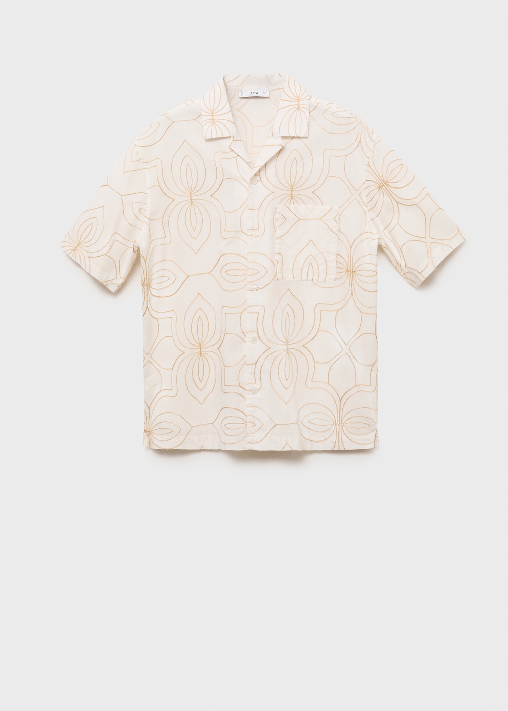 Shirt with embroidered bowling collar