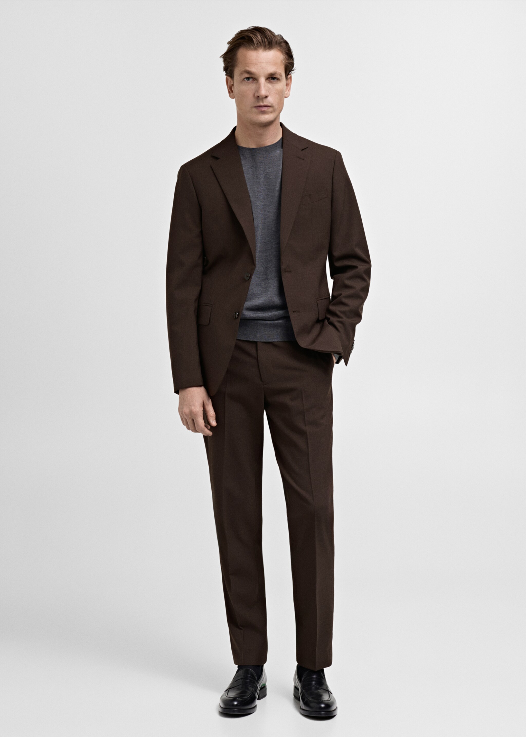 Turin %100 yün blazer ceket - Genel plan, Kahverengi. Ref: 87060618-01.