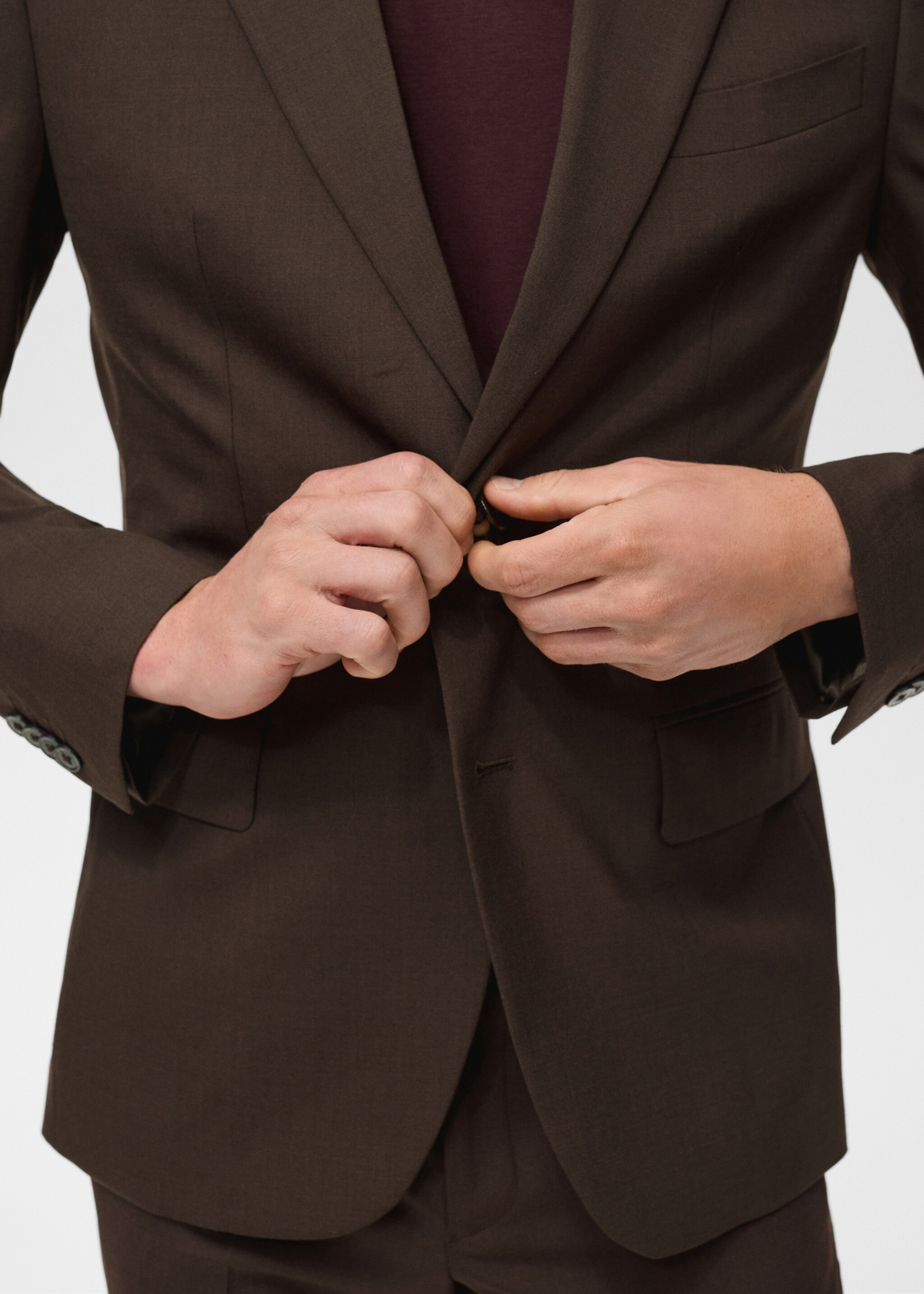 Turin 100% wool suit jacket - Details of the article 3, Brown. Ref: 87060618-02.