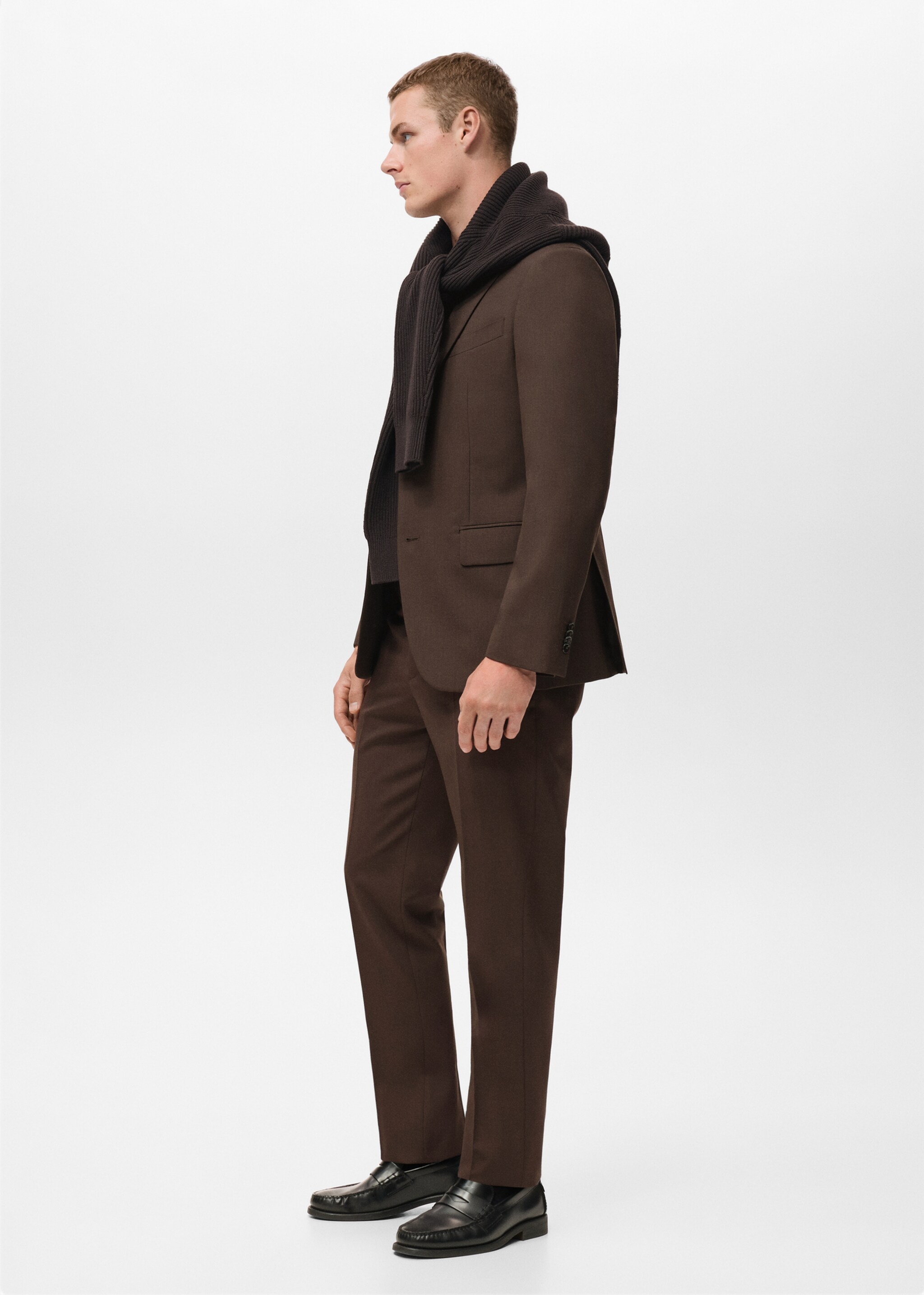 Turin 100% wool suit jacket - Details of the article 4, Brown. Ref: 87060618-02.