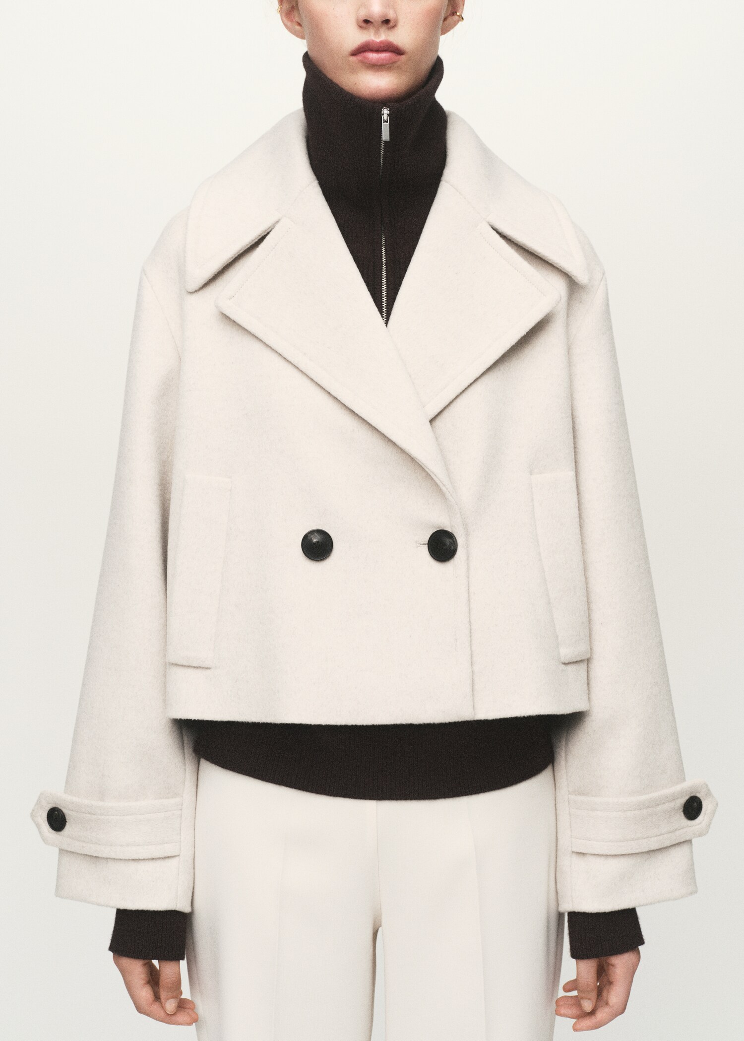 Wool-blend jacket with maxi lapels - Medium plane