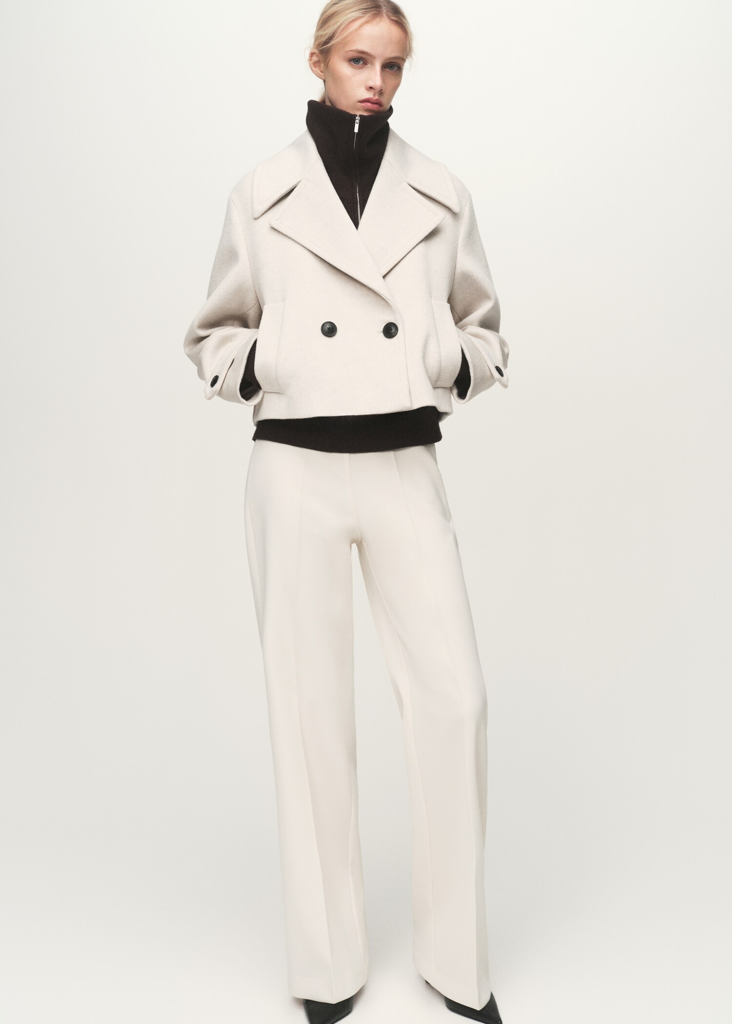 Wool-blend jacket with maxi lapels - General plane