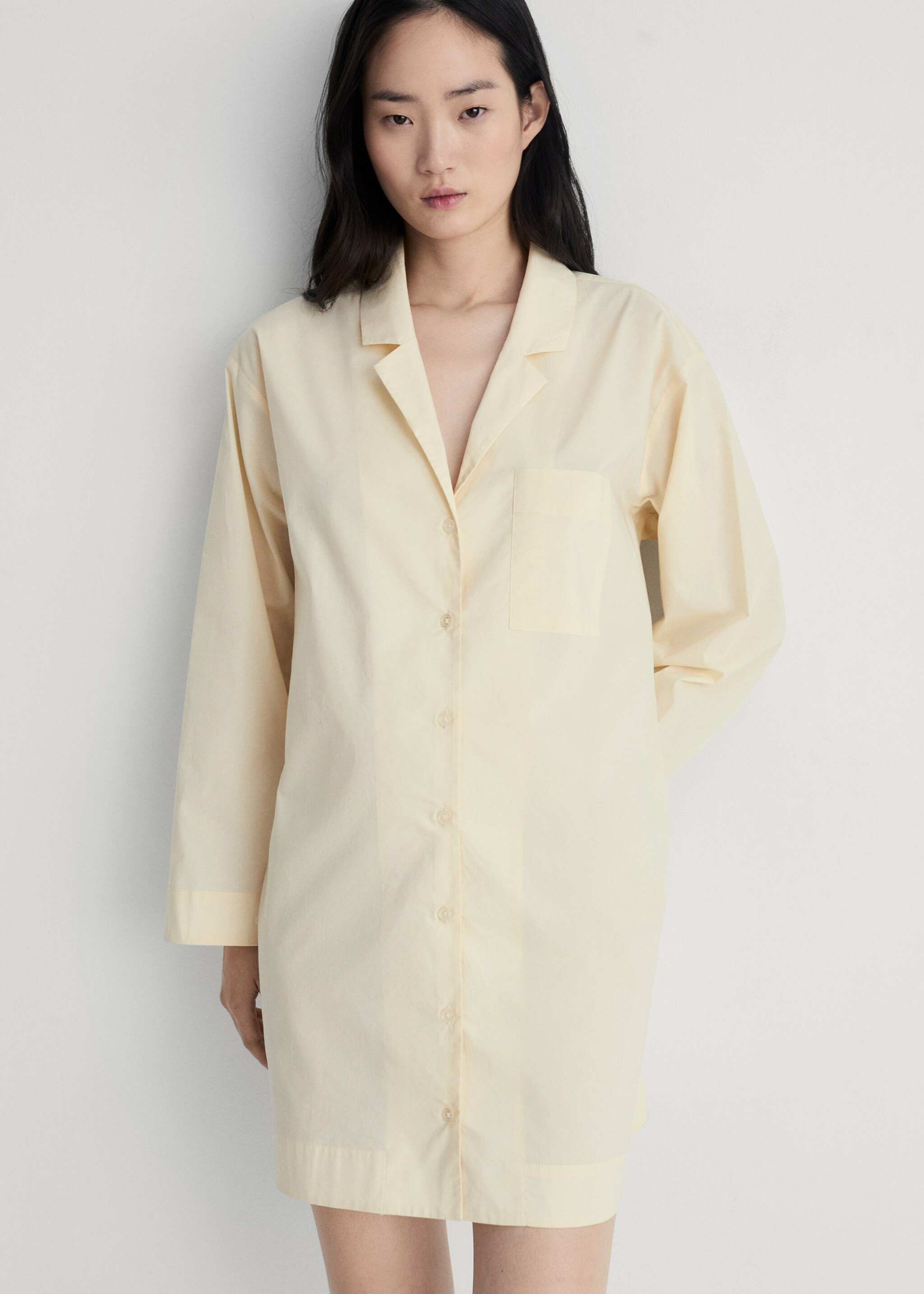 Garment-washed cotton nightgown - Medium plane