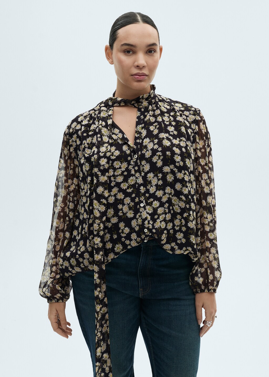 Floral tie blouse