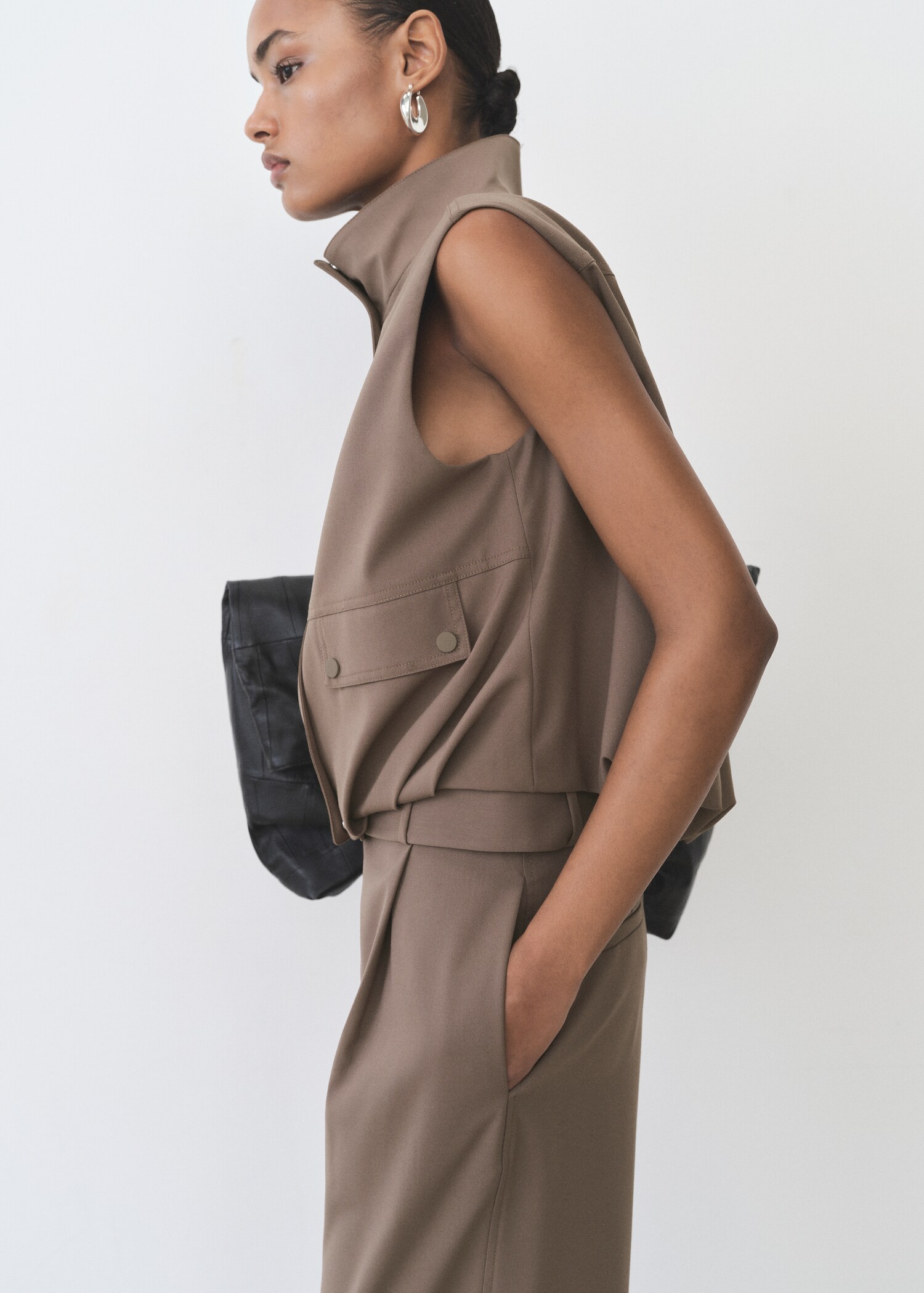 Oversized gilet with pockets - Medium plane