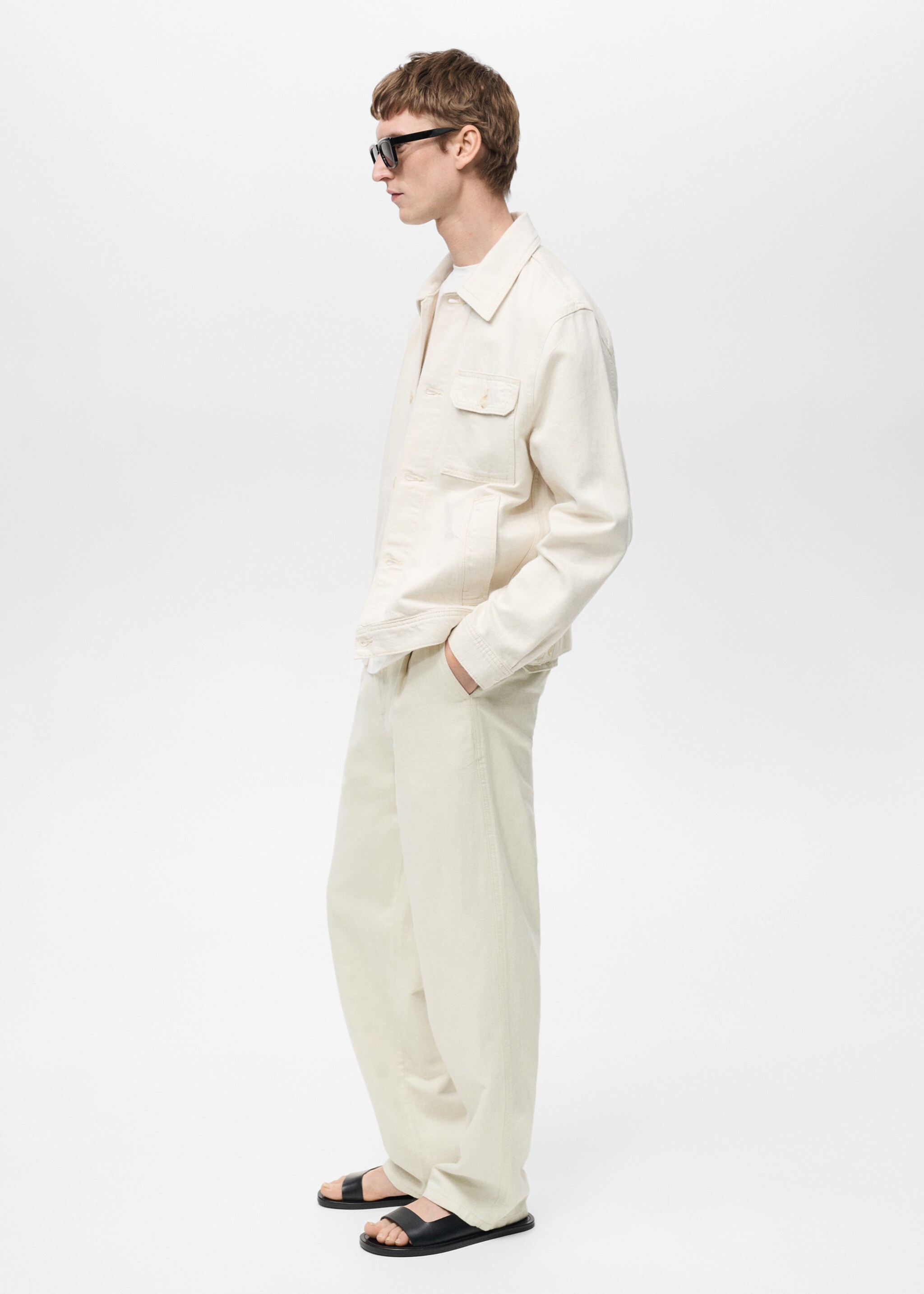 Linen-blend regular-fit pleated jeans - Details of the article 6