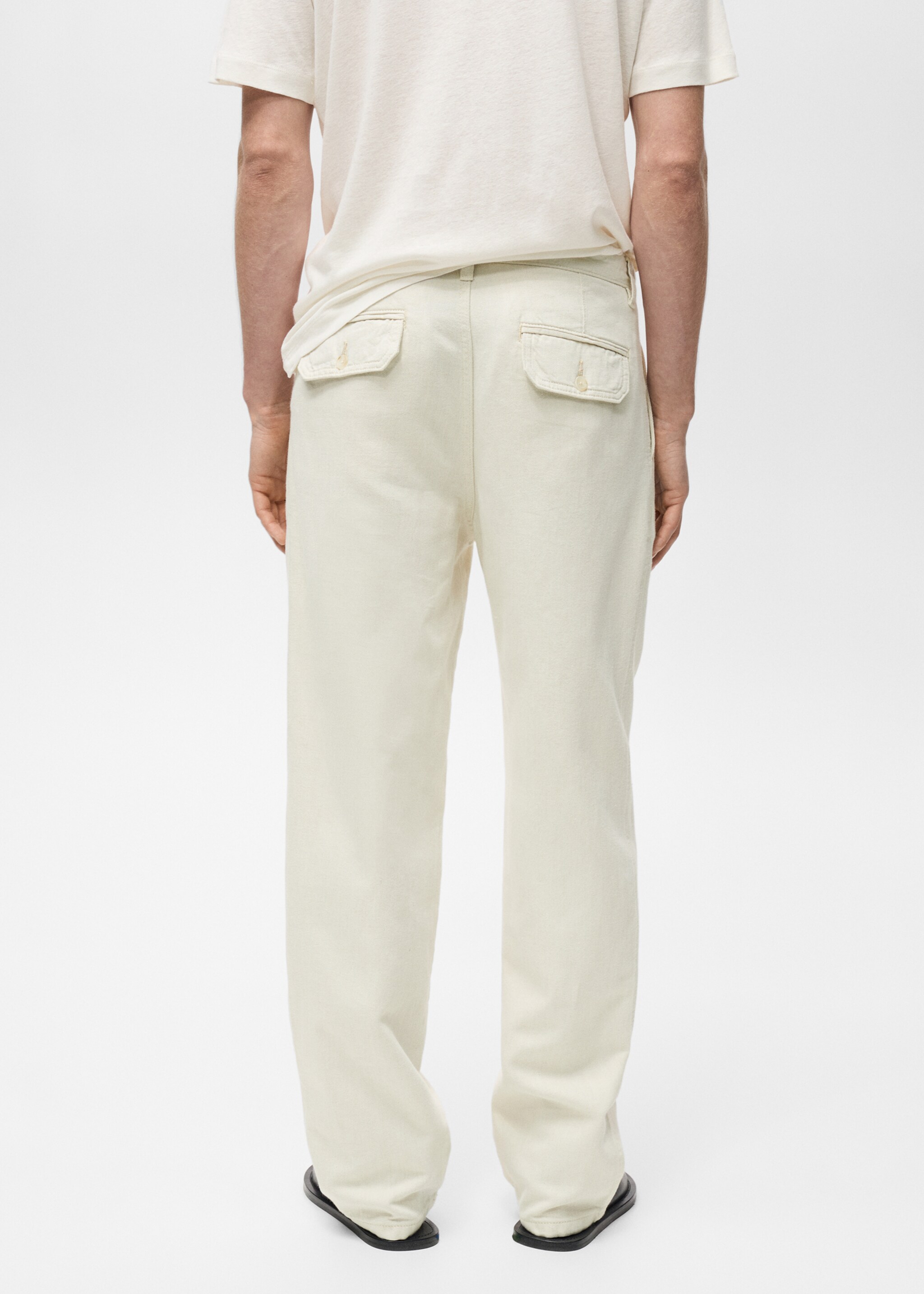 Regular-fit pleated cotton-linen jeans - Reverse of the article