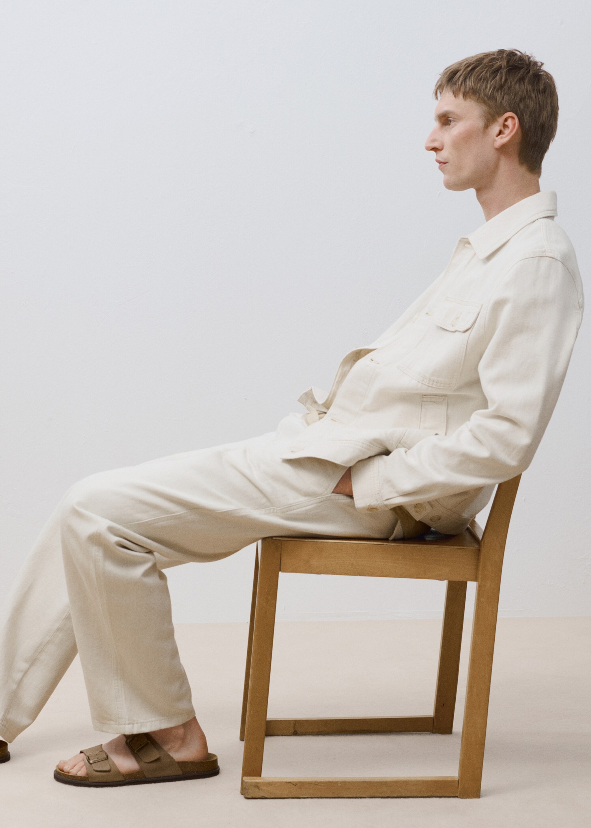 Linen-blend regular-fit pleated jeans - Details of the article 3