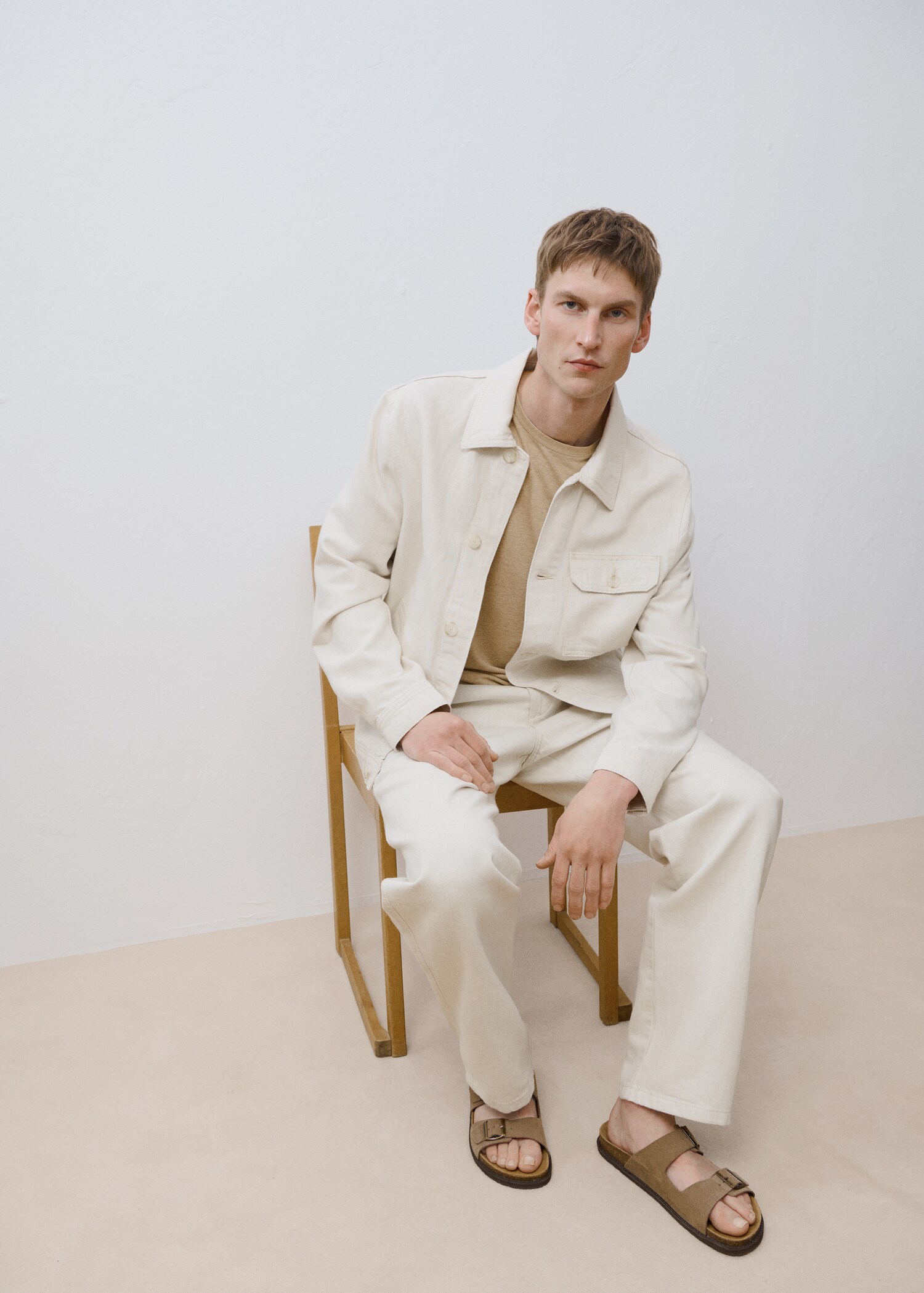 Linen-blend regular-fit pleated jeans - Details of the article 5