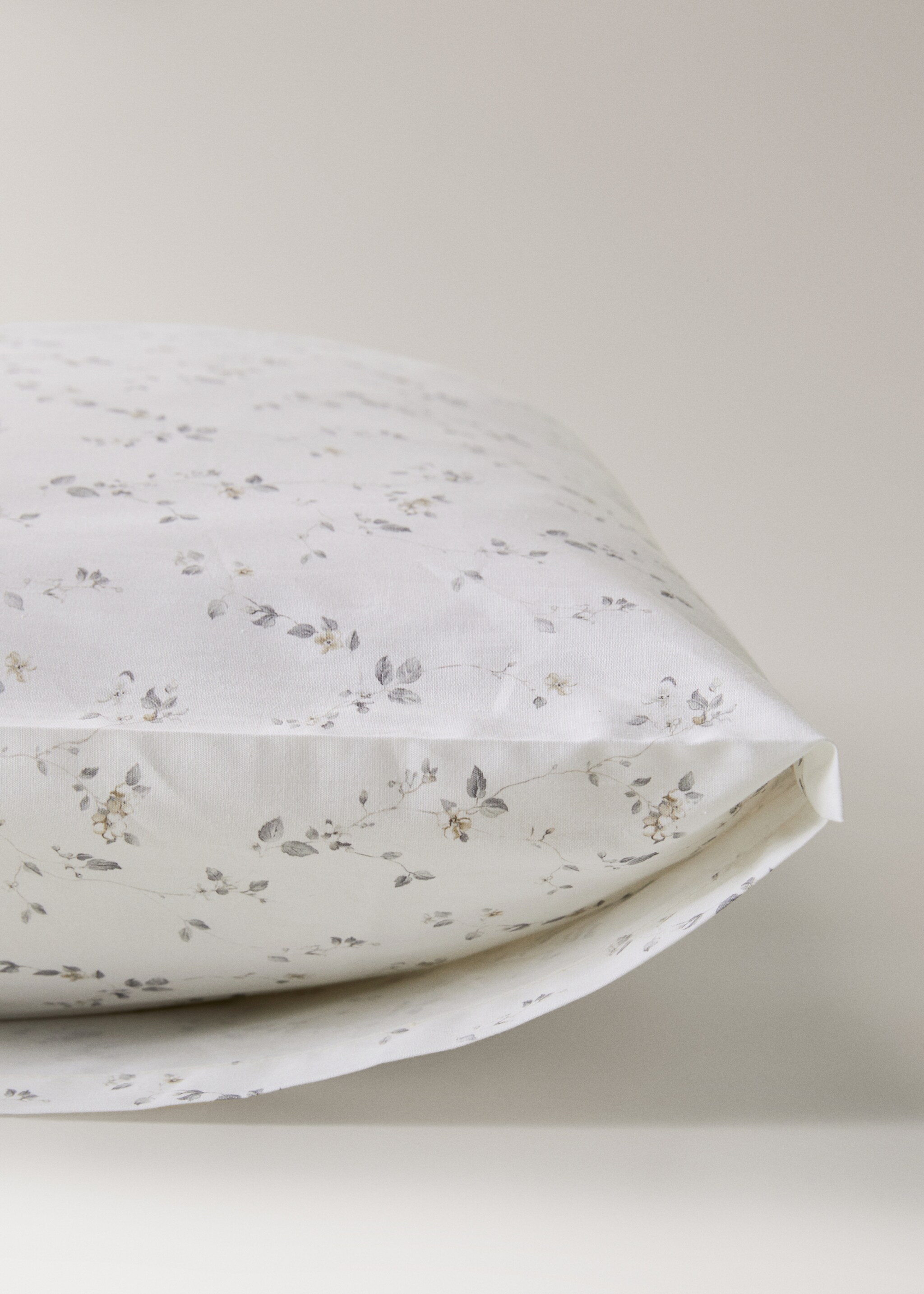 Dos fundas almohada algodón percal flores 50x75 cm - Detalle del artículo 2, Crudo. Ref: 87069067-01.