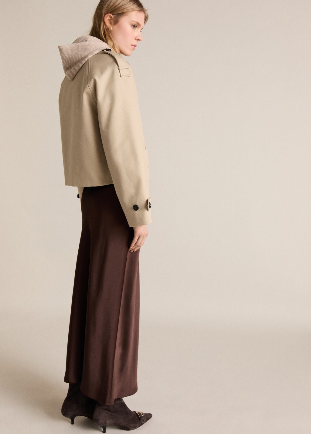 Cotton double-breasted cropped trench coat - Women | MANGO USA