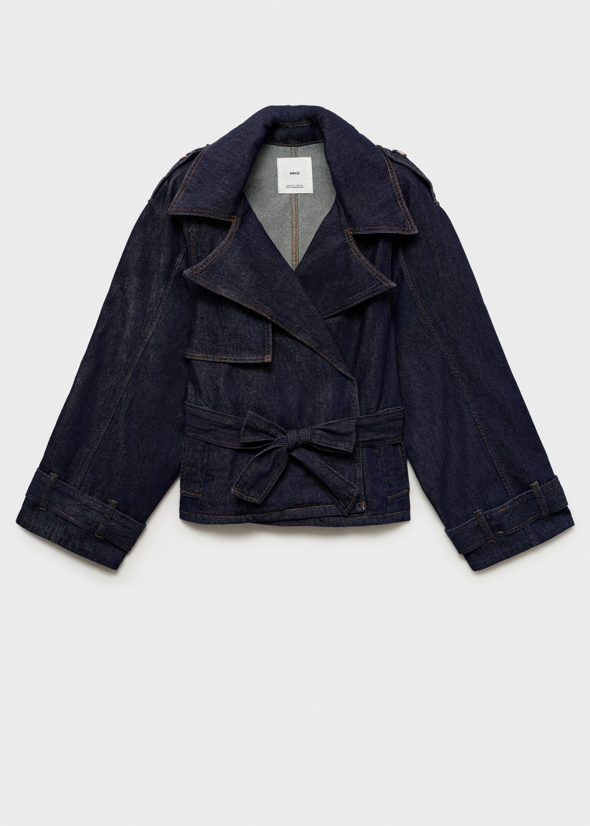 Short denim trench coat with belt - Article without model