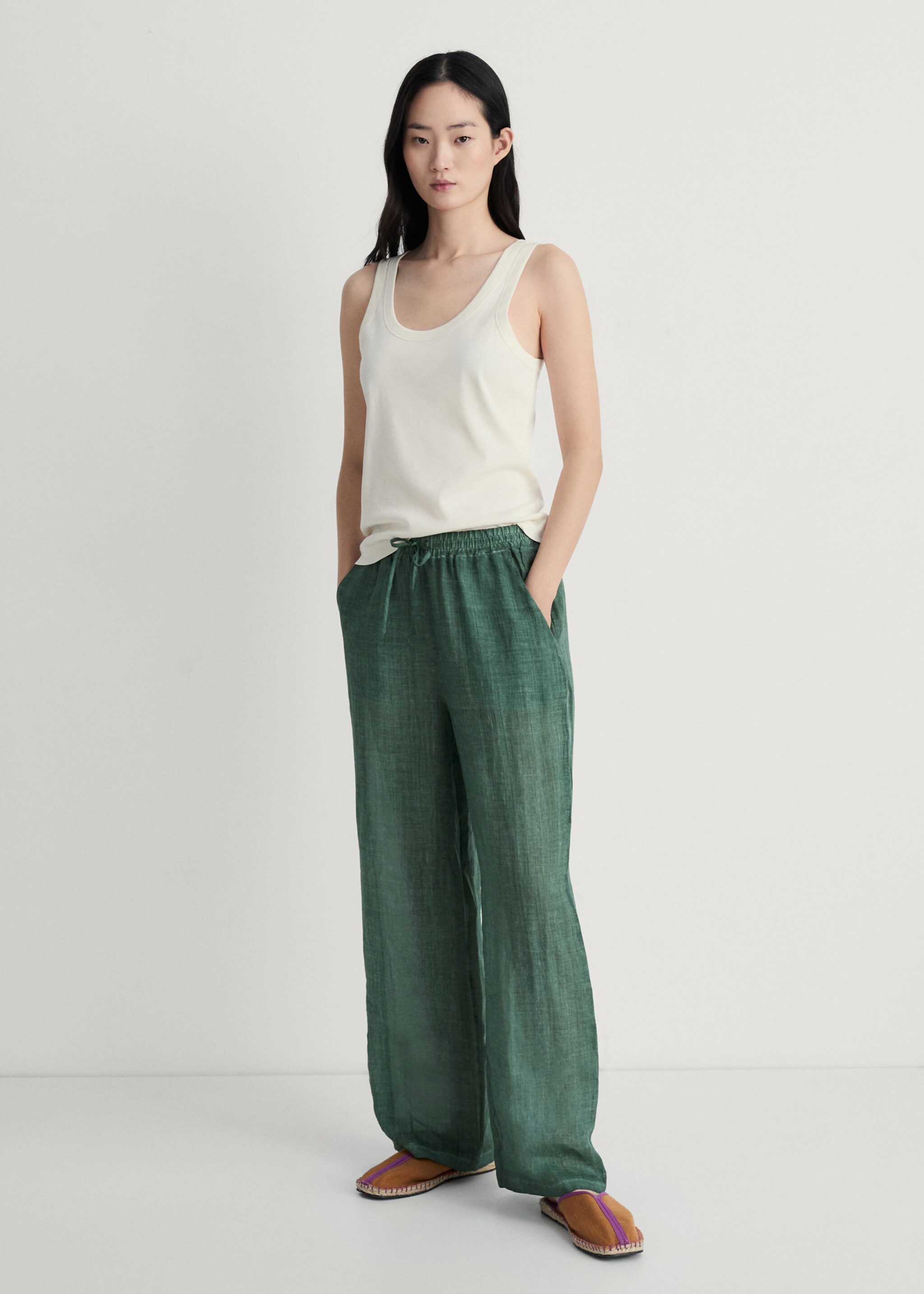 Pantalón ramio diseño overdyed - Plano general