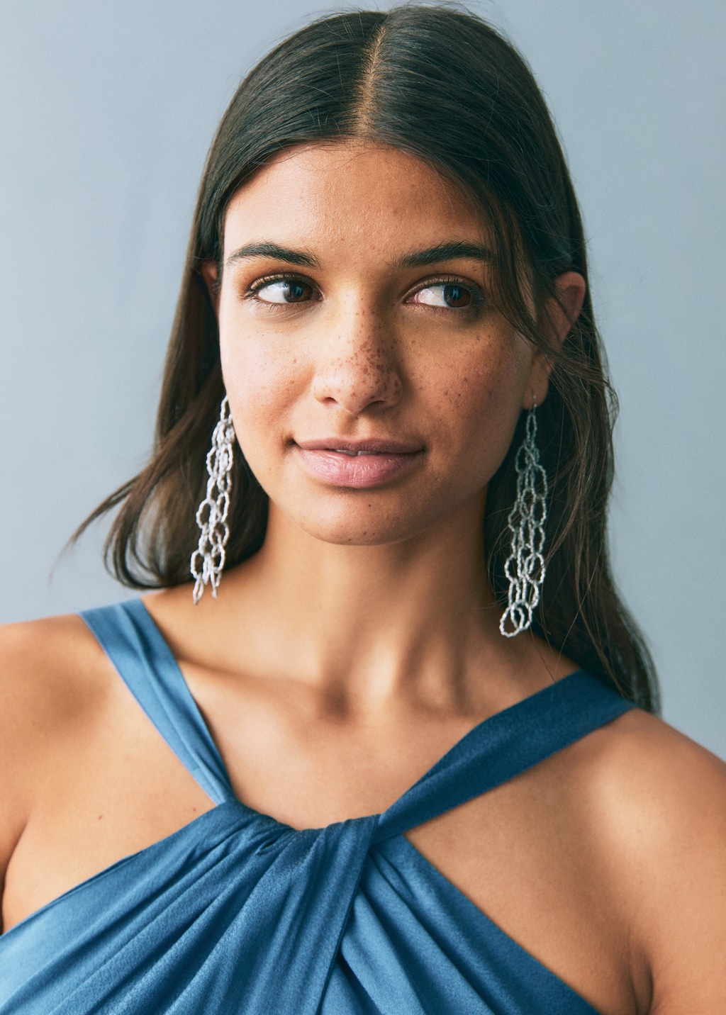 Halter-neck satin jumpsuit