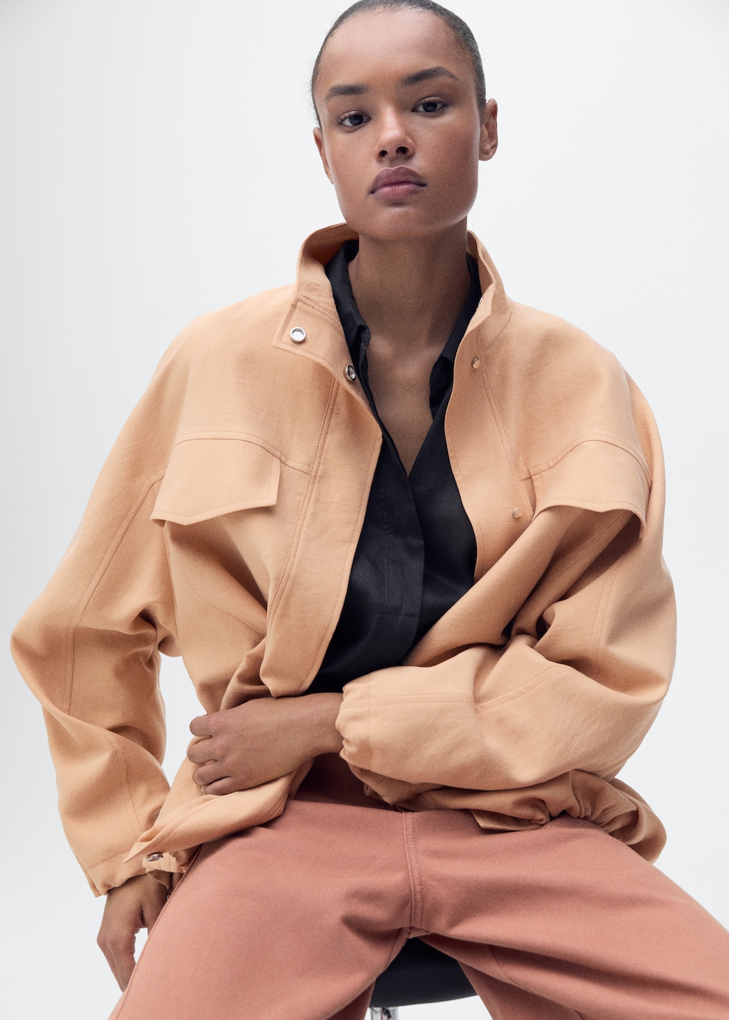Oversized lyocell jacket with pockets
