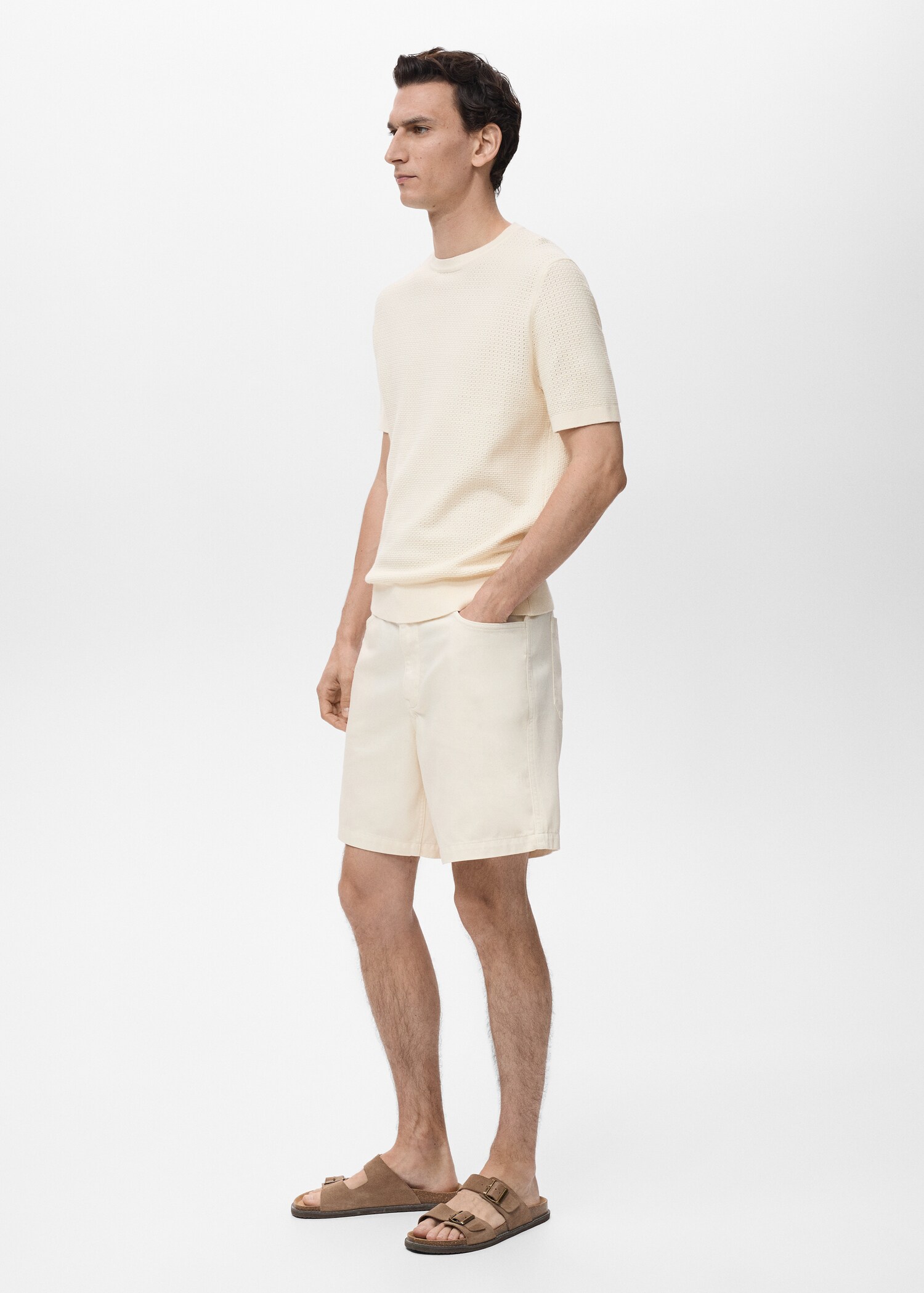 Openwork knitted cotton t-shirt - Details of the article 2