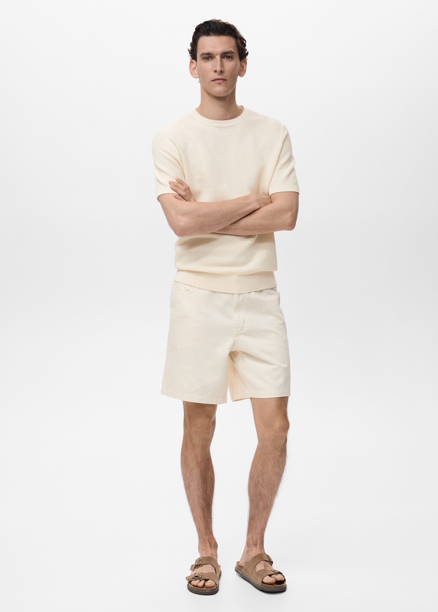 Openwork knitted cotton t-shirt - General plane