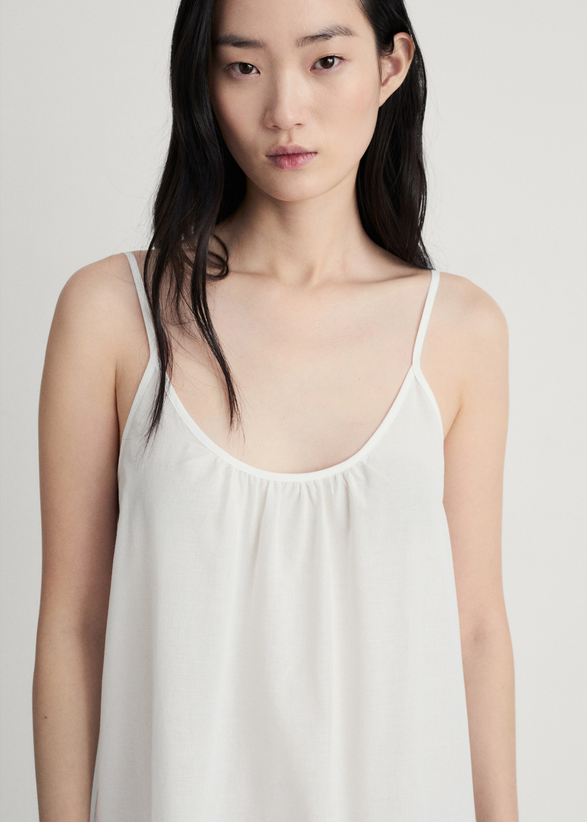 Cotton spaghetti-strap nightgown - Details of the article 1