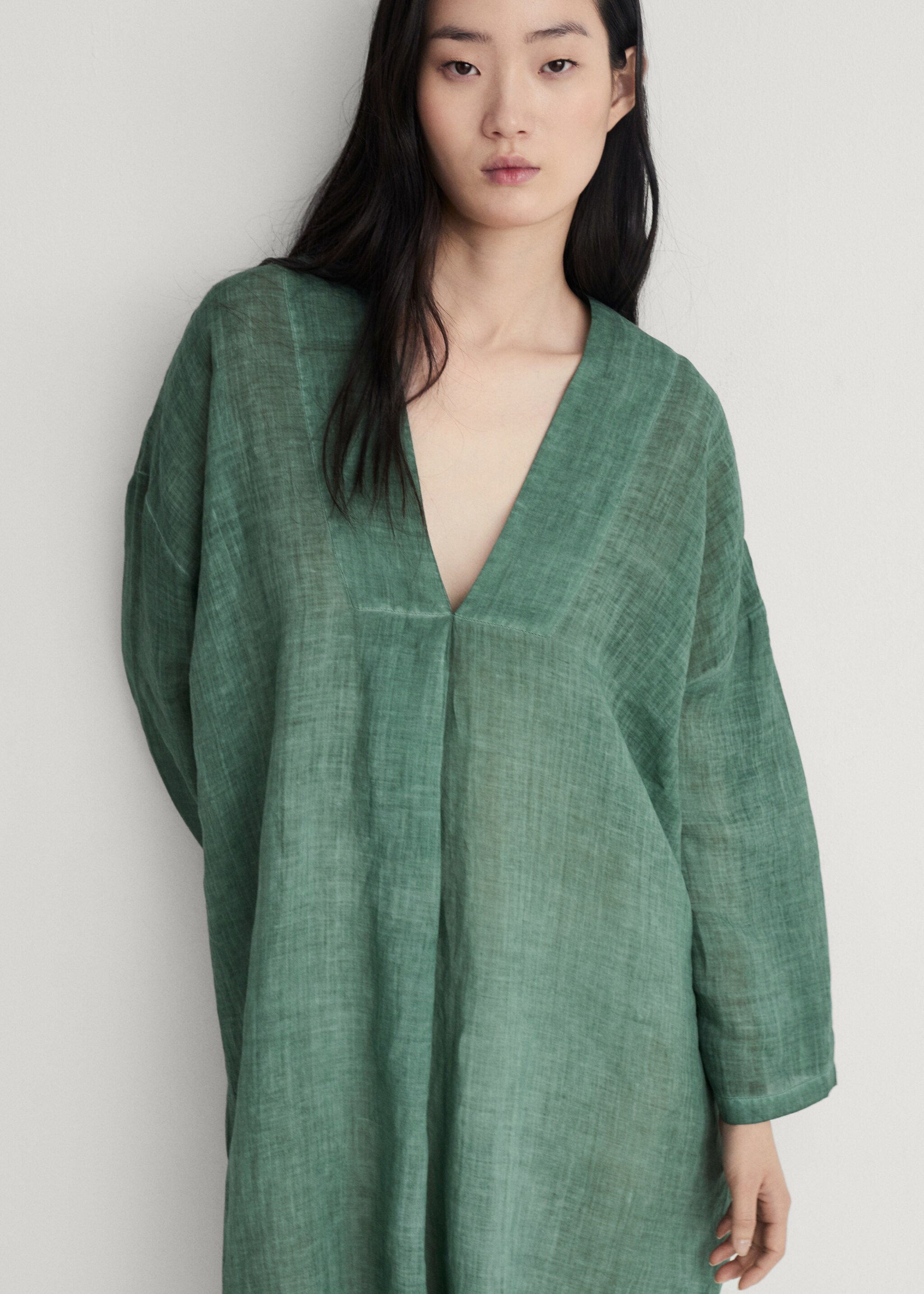 Caftan lin overdyed design - Plan moyen