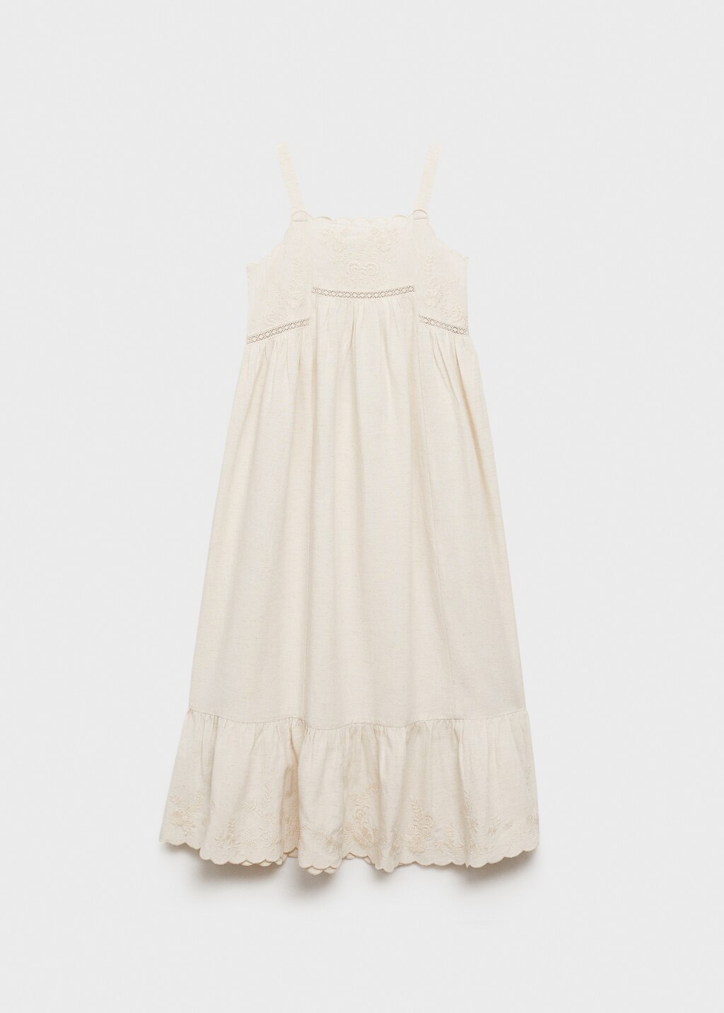 Cotton linen embroidered dress