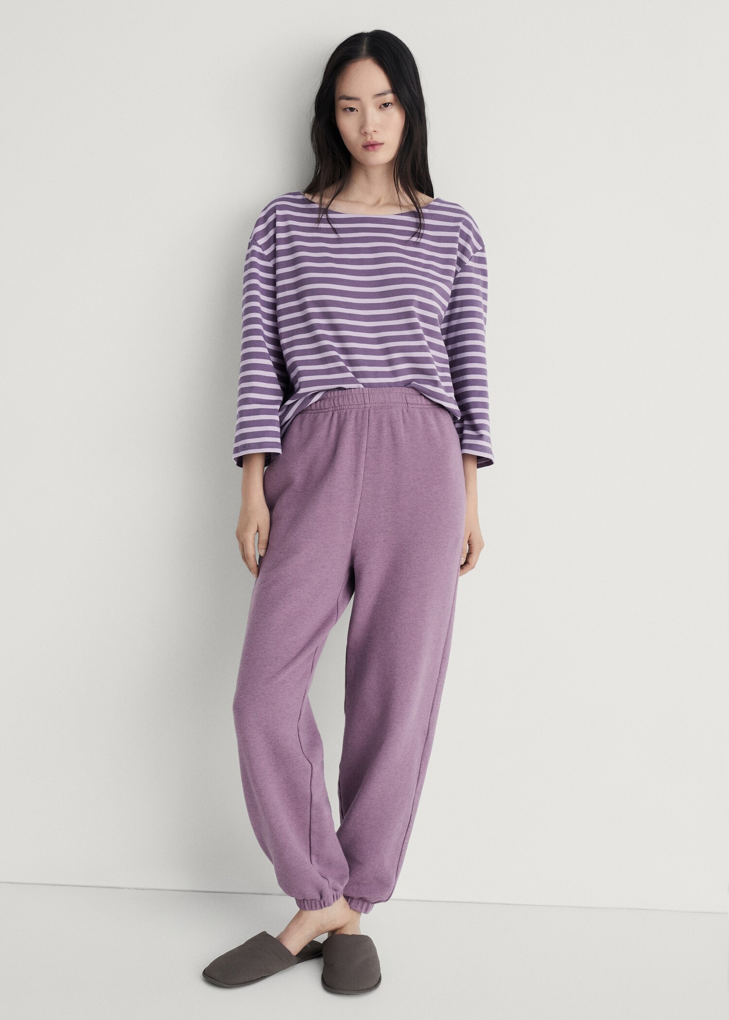 Heather fleece cotton trousers - General plane