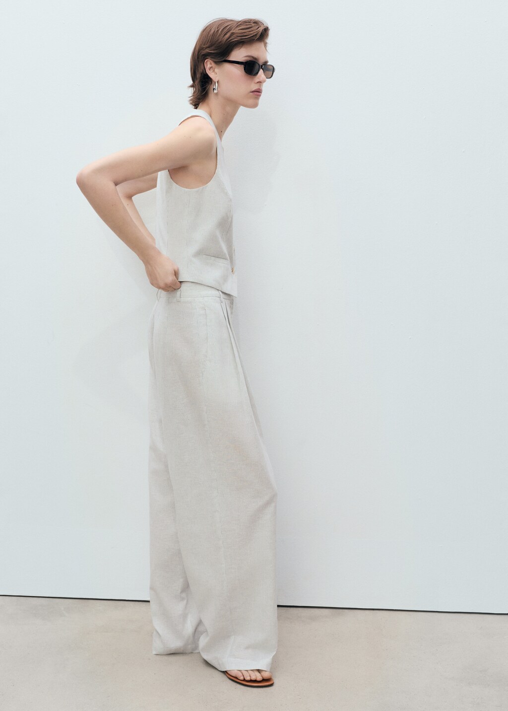 Linen-blend suit vest