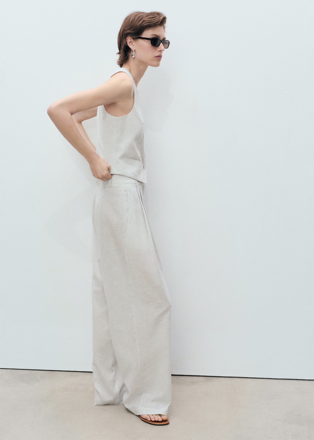 Linen-blend suit vest