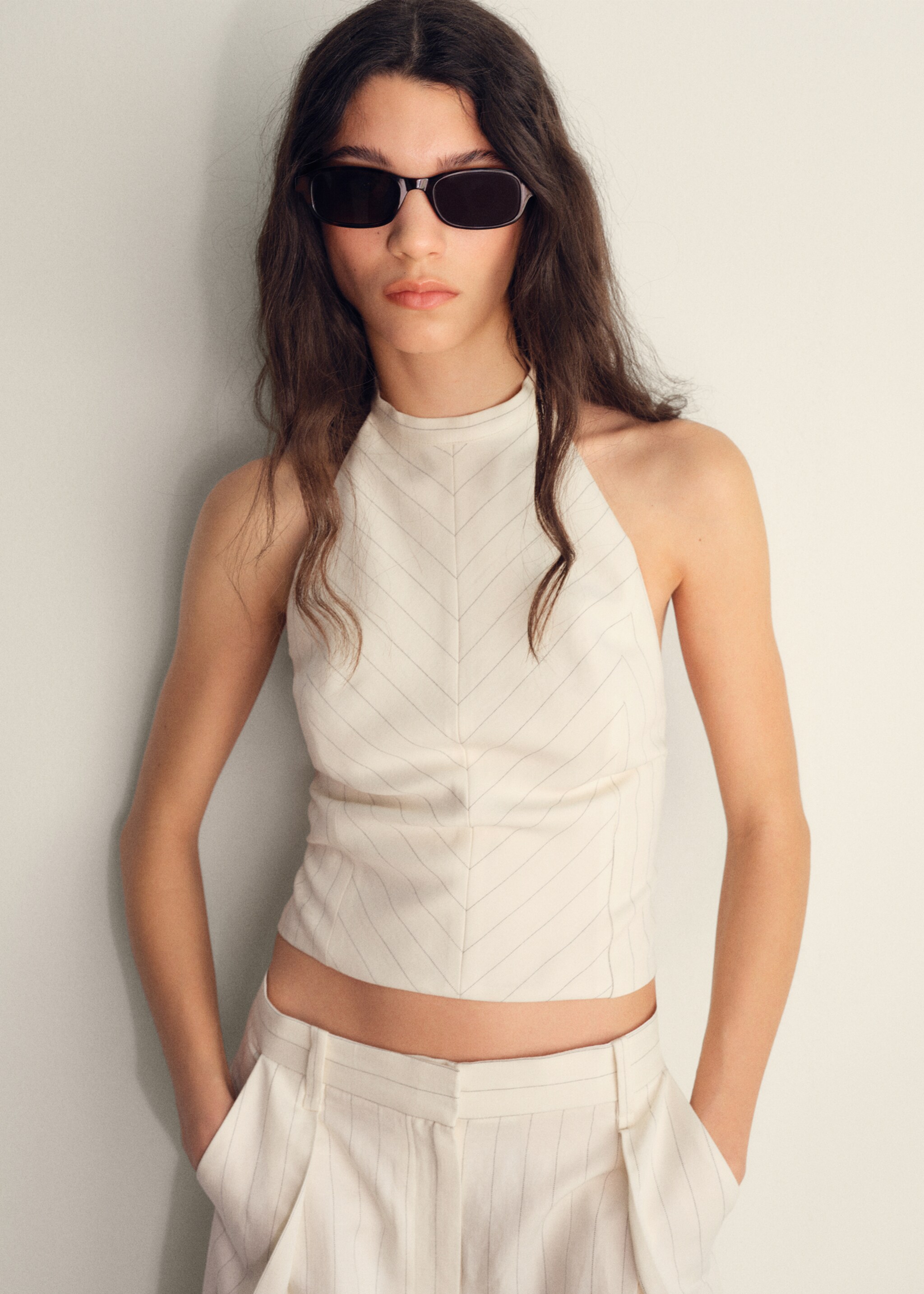 Top halter rayas mezcla lino - Detalle del artículo 7