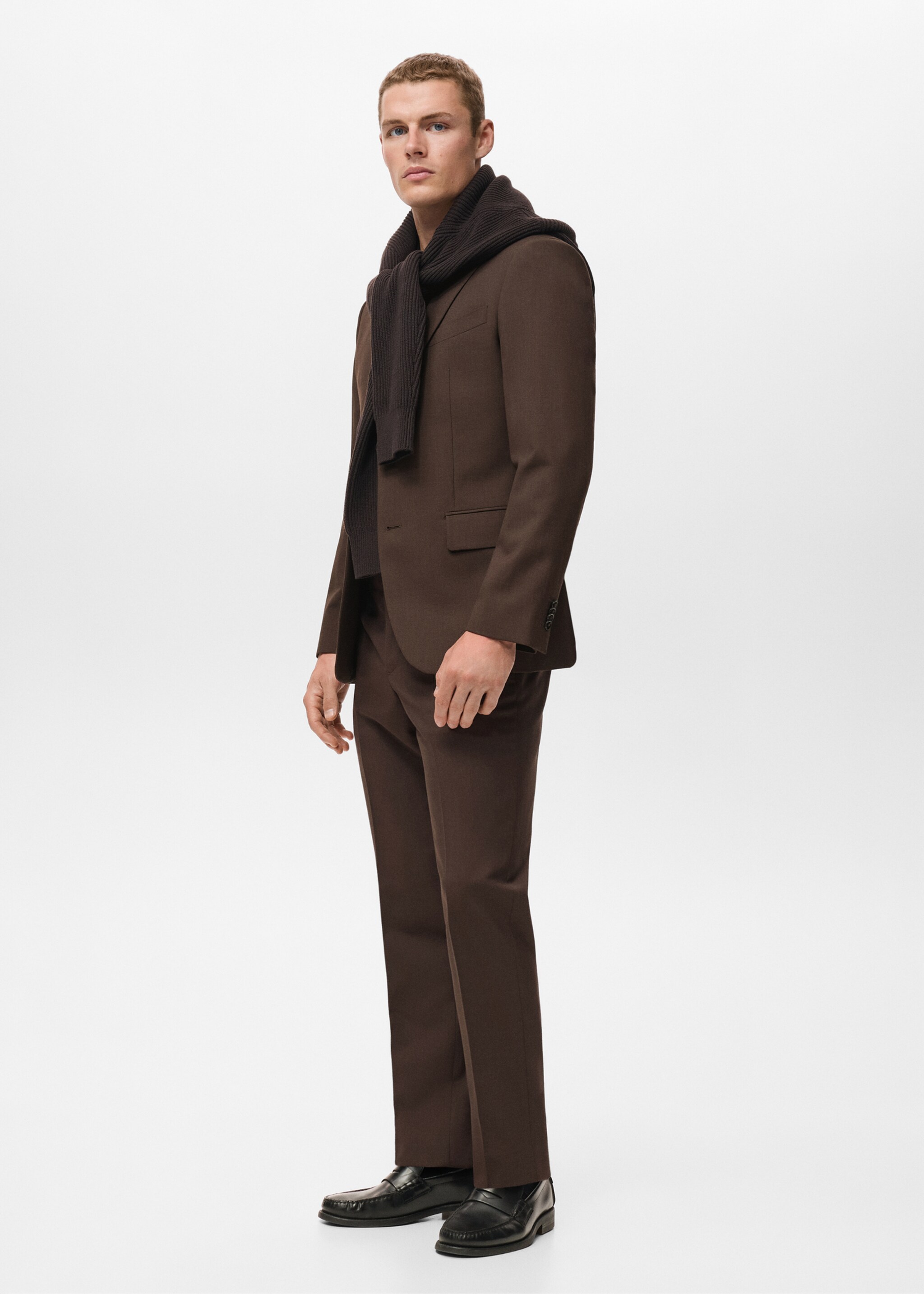 Turin 100% wool suit trousers - Details of the article 4, Brown. Ref: 87090621-02.