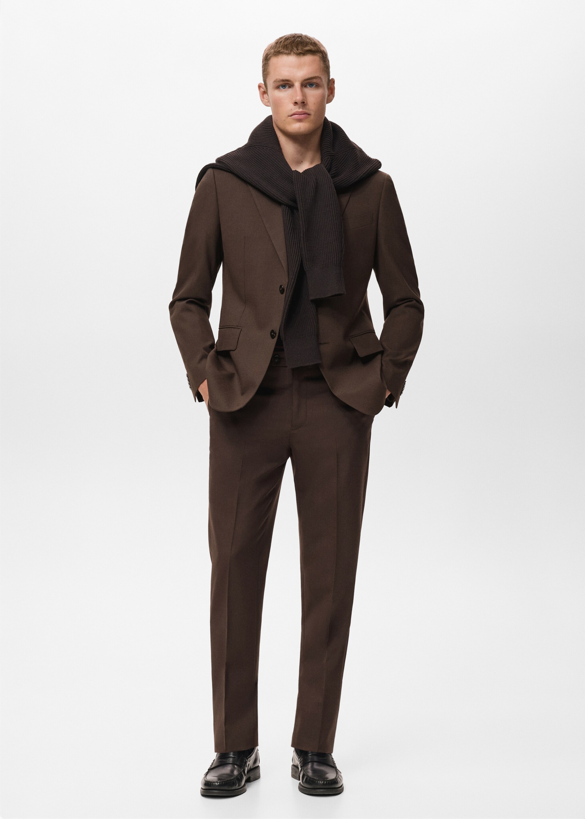 Turin 100% wool suit trousers - General plane, Brown. Ref: 87090621-02.