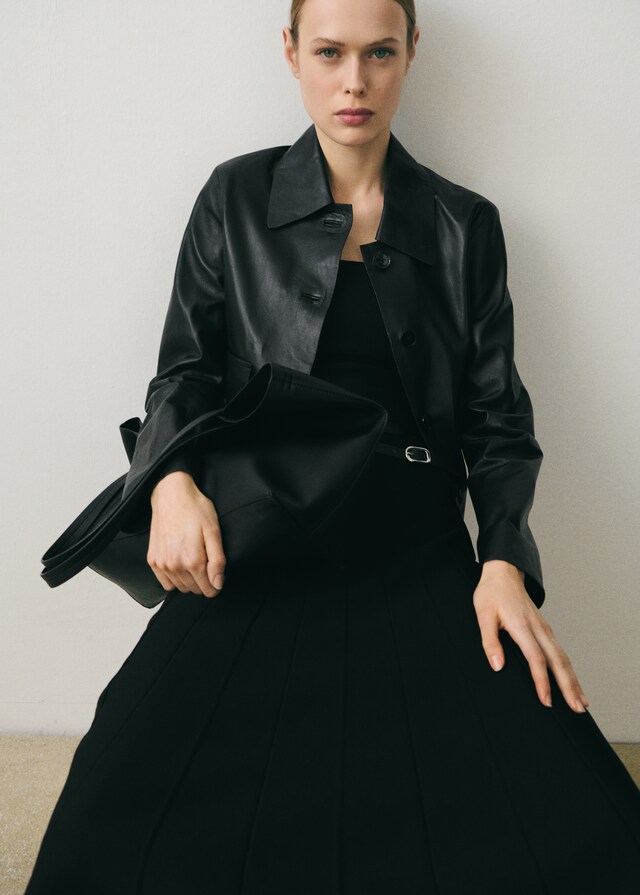 Mango Oversized-Lederjacke mit Taschen Meist gekauft Bekleidung