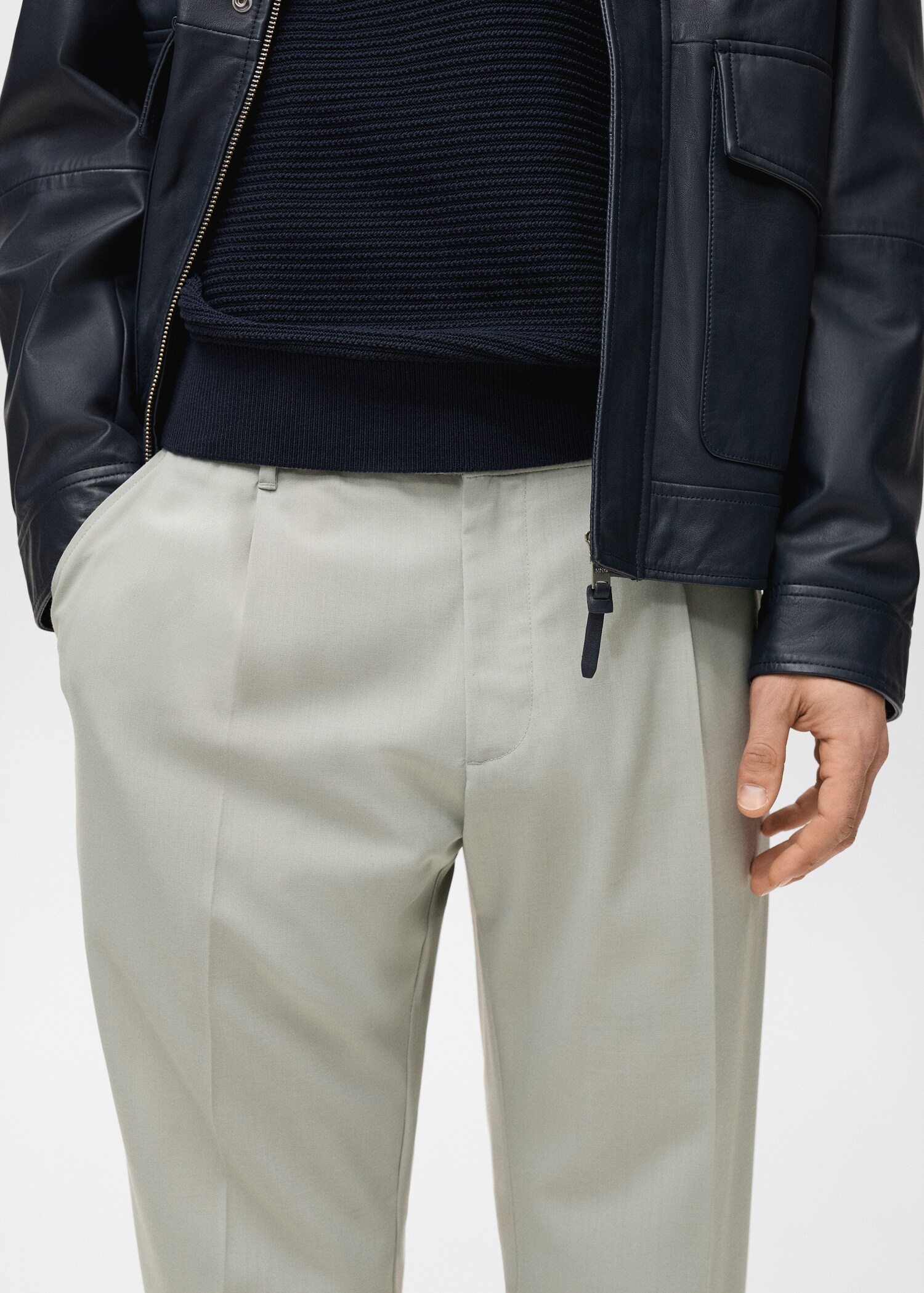 Pantalon laine froide slim-fit pinces - Détail de l'article 1