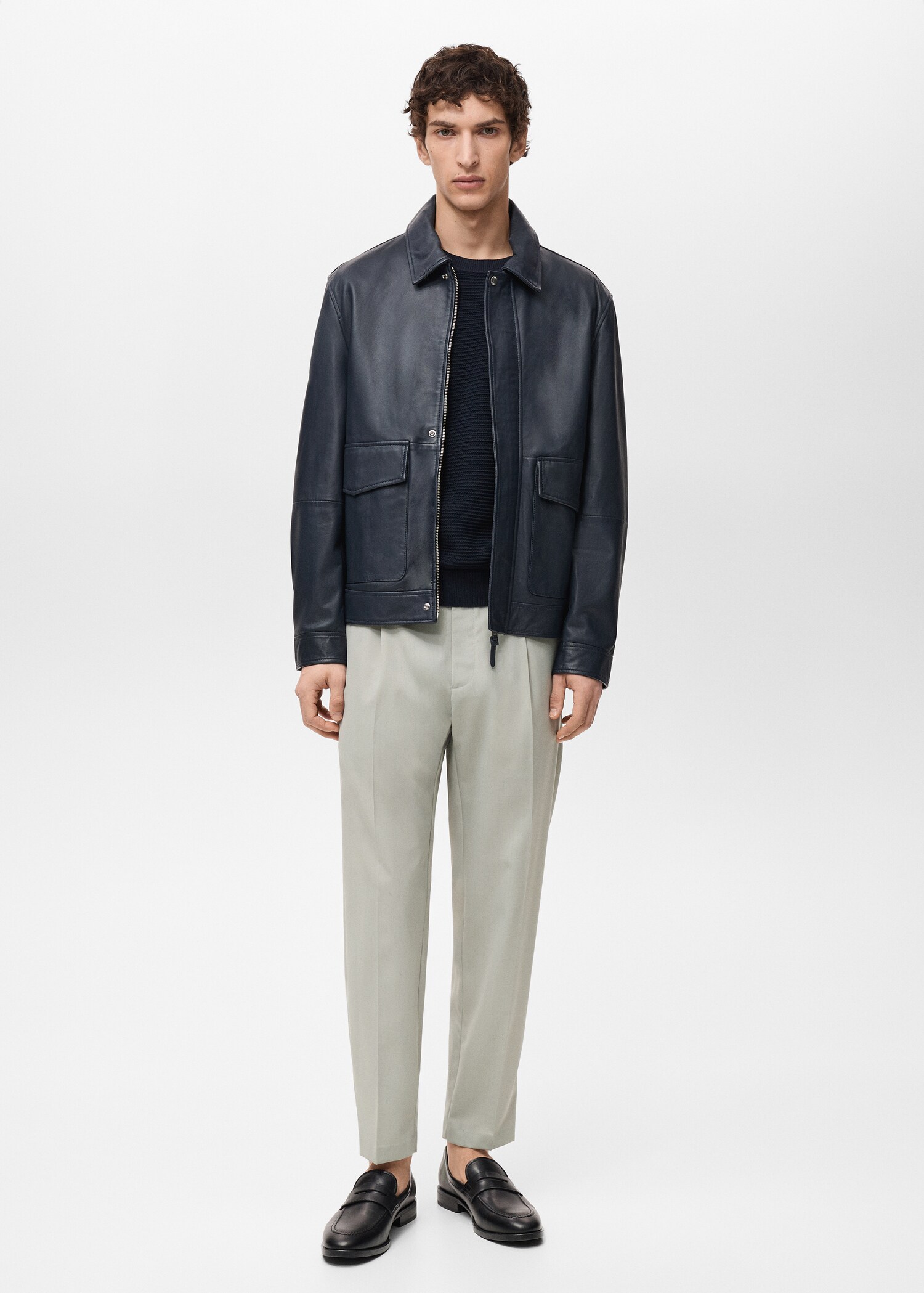 Pantalon laine froide slim-fit pinces - Plan général