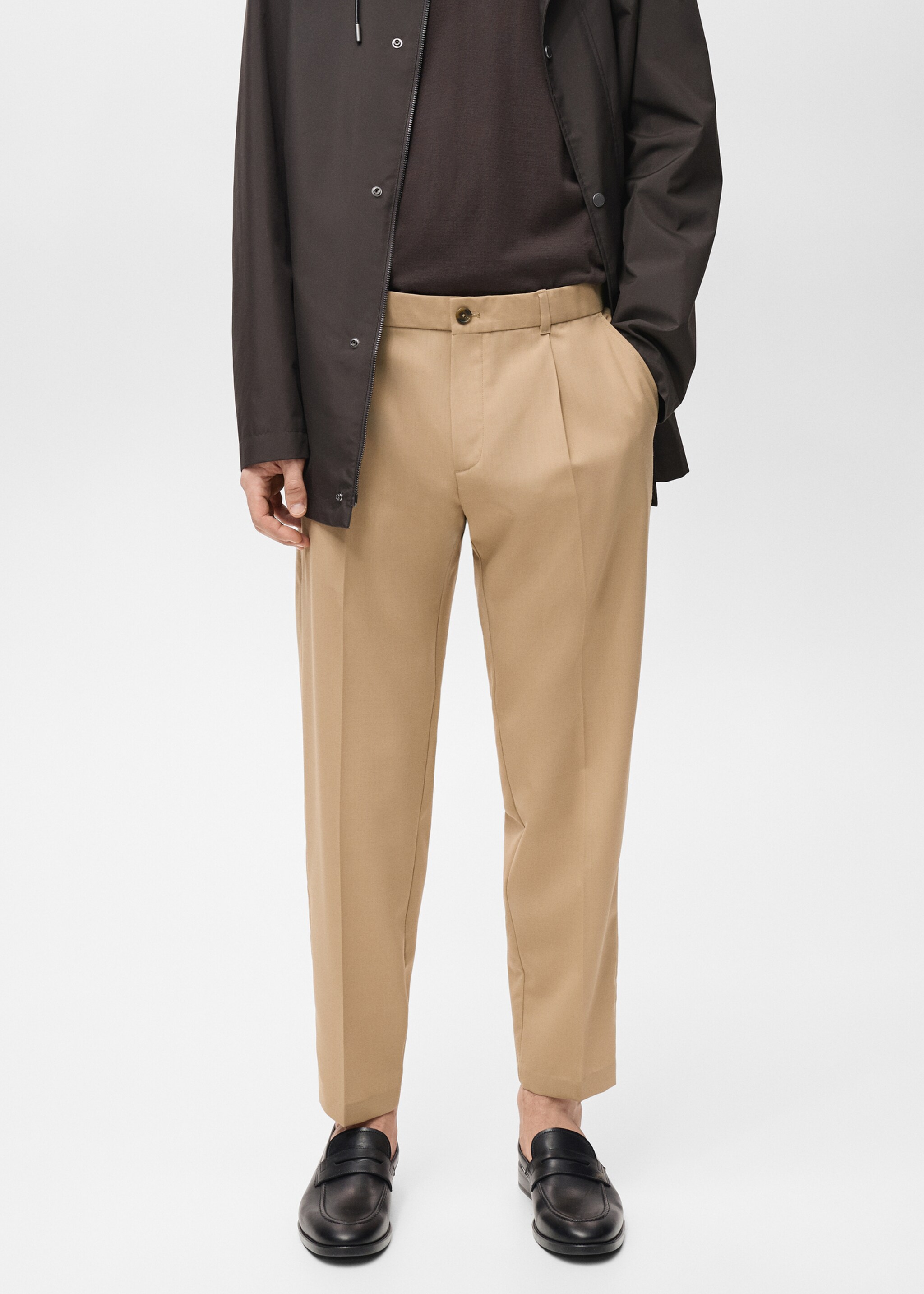 Pantalon laine froide slim-fit pinces - Plan moyen