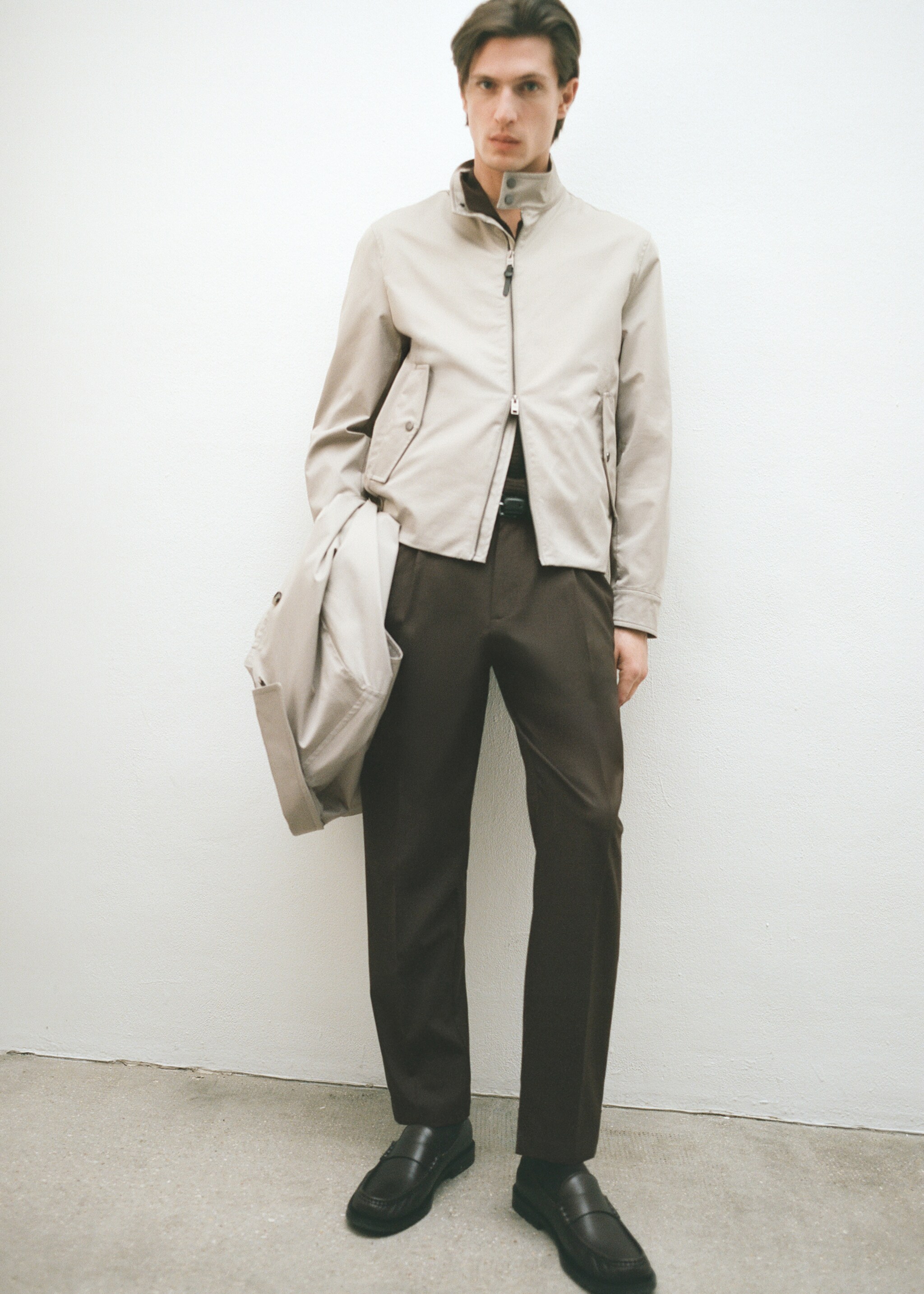 Slim-fit pleated cool wool trousers - Details of the article 5