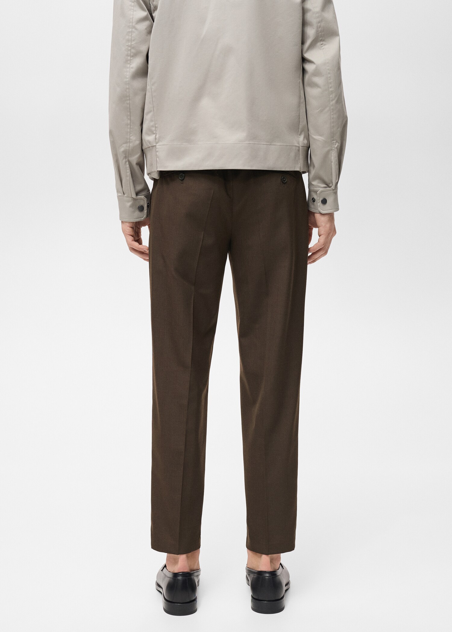 Slim-fit pleated cool wool trousers - Reverse of the article
