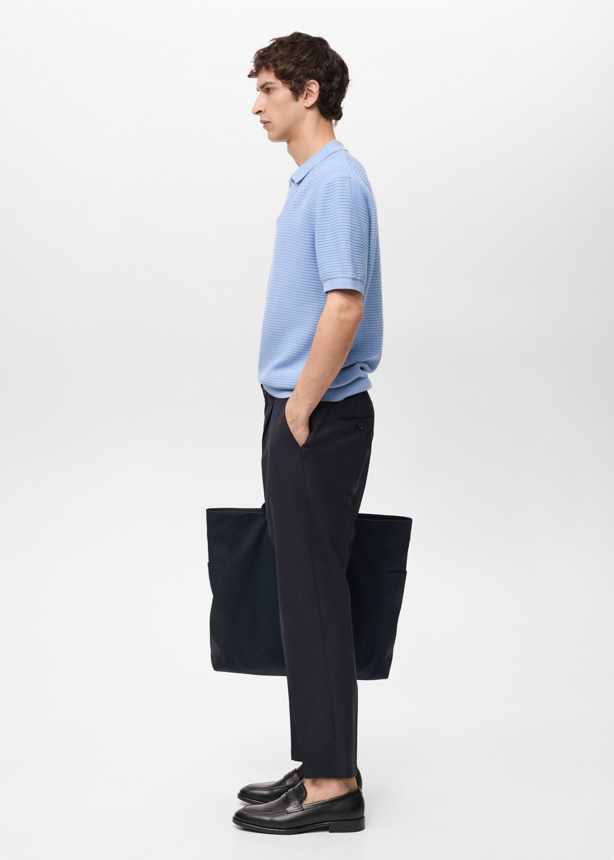Slim-fit pleated cool wool trousers - Details of the article 2