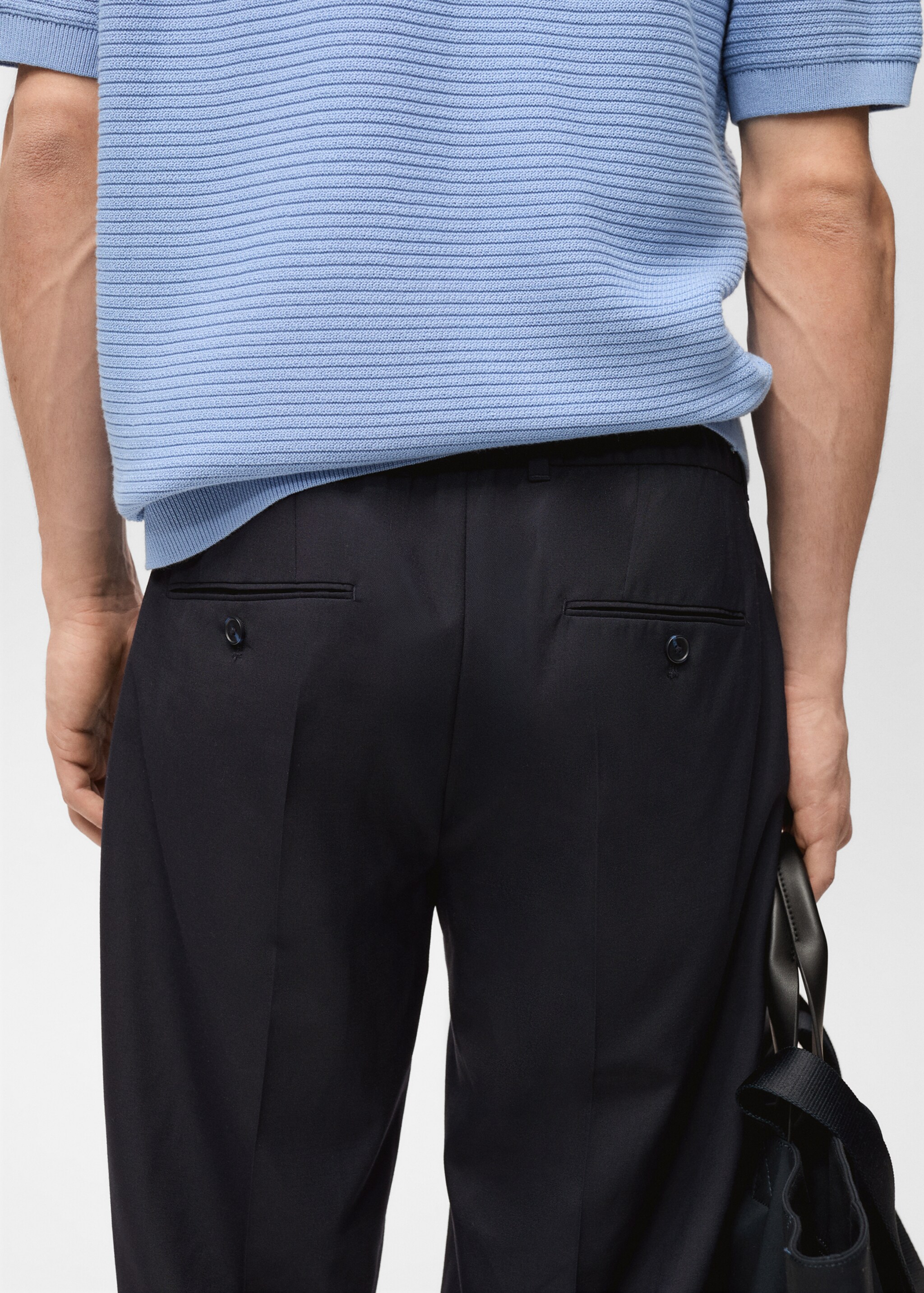Slim-fit pleated cool wool trousers - Details of the article 3