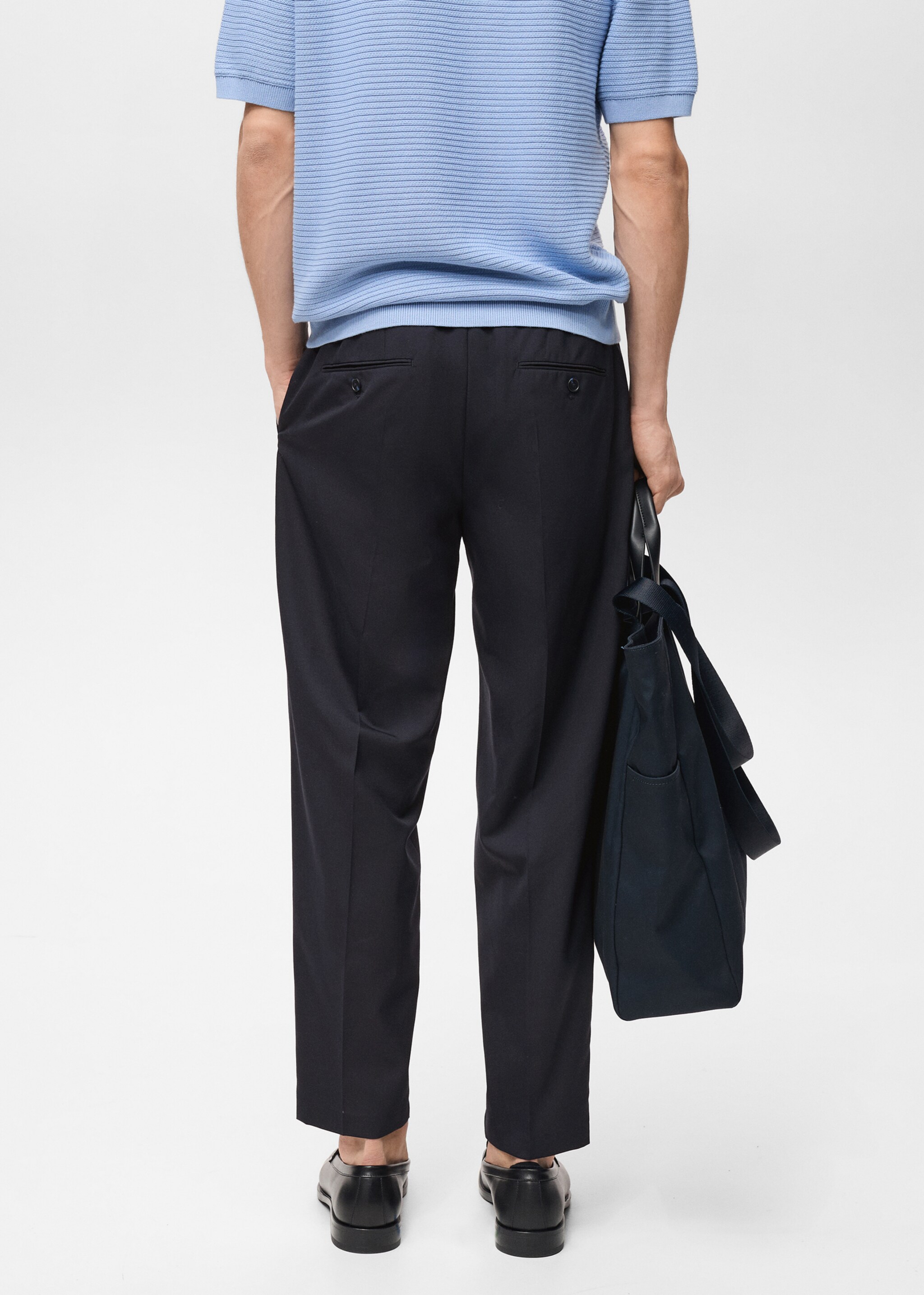 Slim-fit pleated cool wool trousers - Reverse of the article